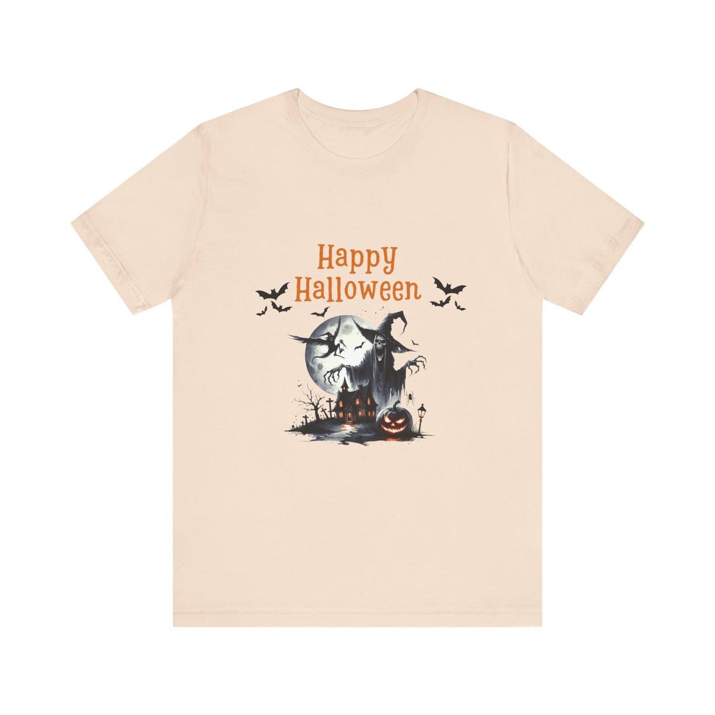 Happy Halloween Unisex Tee, Spooky T-Shirt, Halloween Gift, Fall Wardrobe Essential, Ghosts and Ghouls Vibe