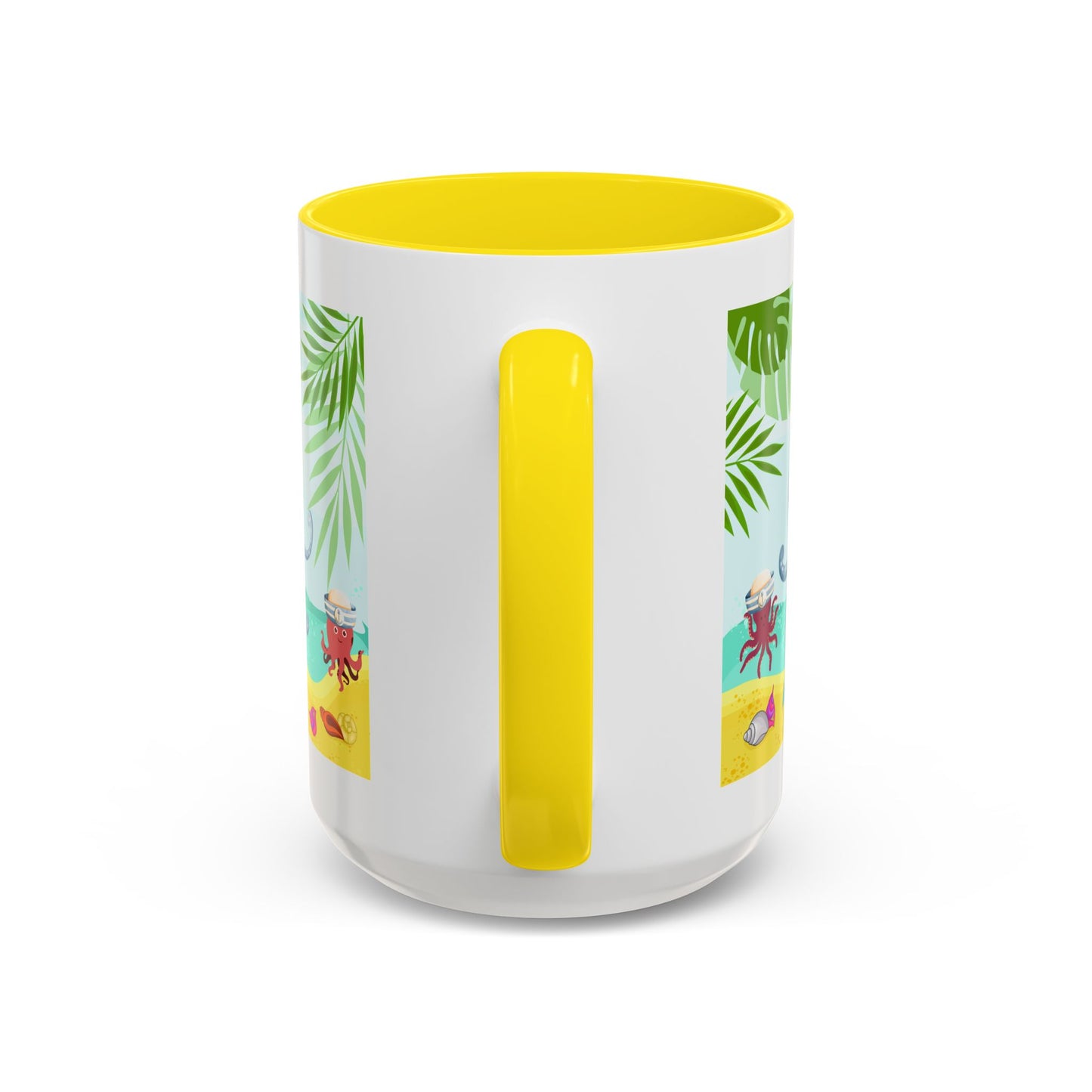 Octopus on a beach scene with tropical Coffee Mug