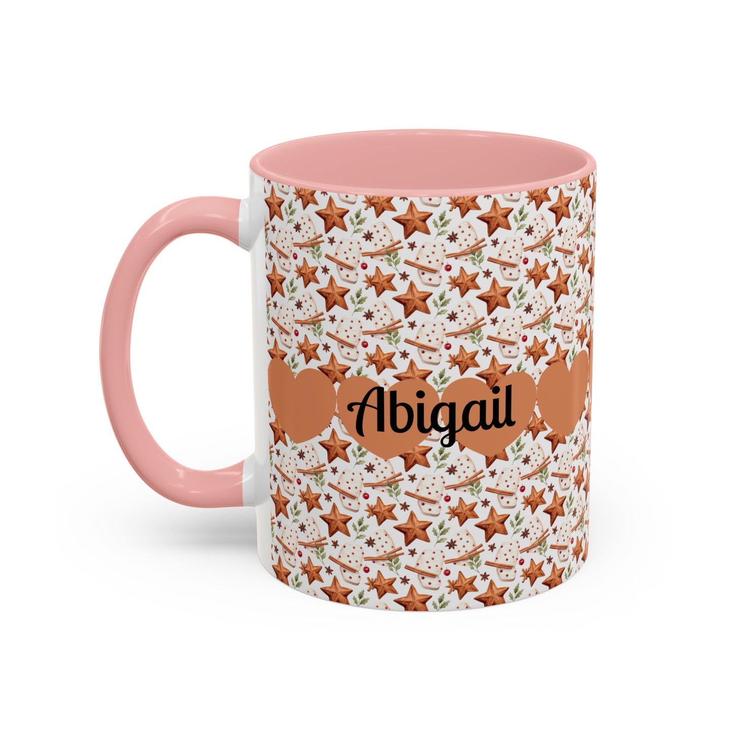 Personalized Accent Coffee Mug - Custom Gift, Floral Design, Heart Motif, Perfect for Birthdays, Anniversaries, Holidays