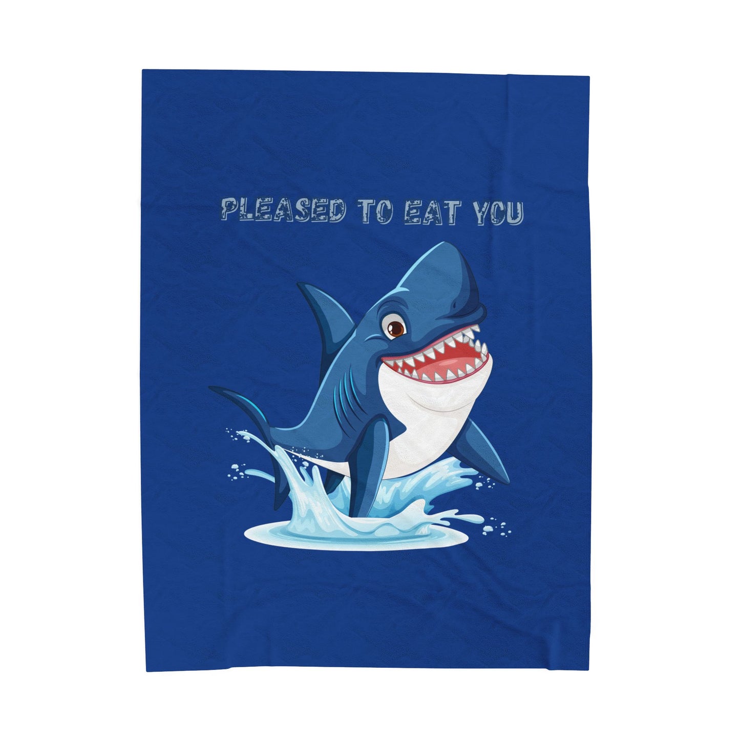 Humorous cartoon shark with threatening text Velveteen Plush Blanket