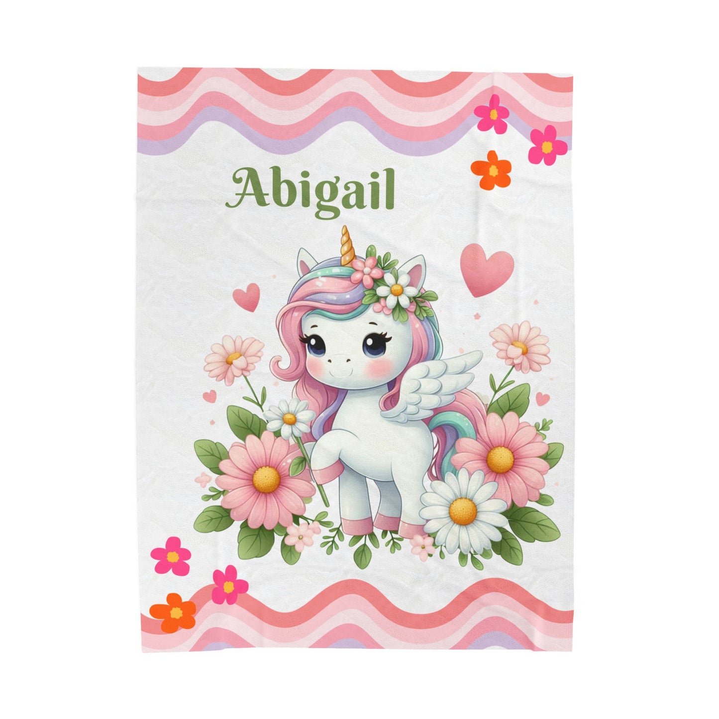 Personalized Unicorn Velveteen Plush Blanket, Cozy Kids Gift, Magical Nursery Decor, Cute Baby Blanket, Birthday and Holiday Present