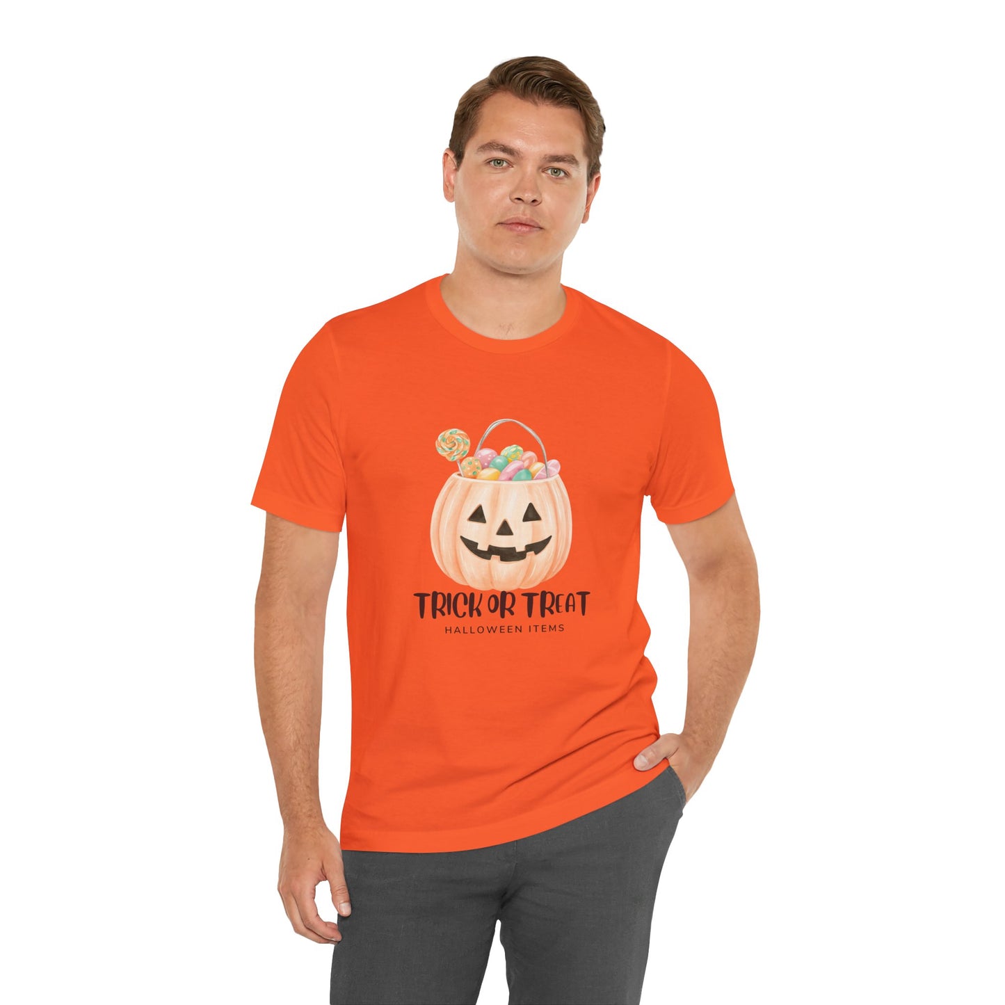 Halloween Trick or Treat T-Shirt, Unisex Graphic Tee, Fall Wardrobe Addition, Perfect for Halloween Parties, Spooky Season Wear