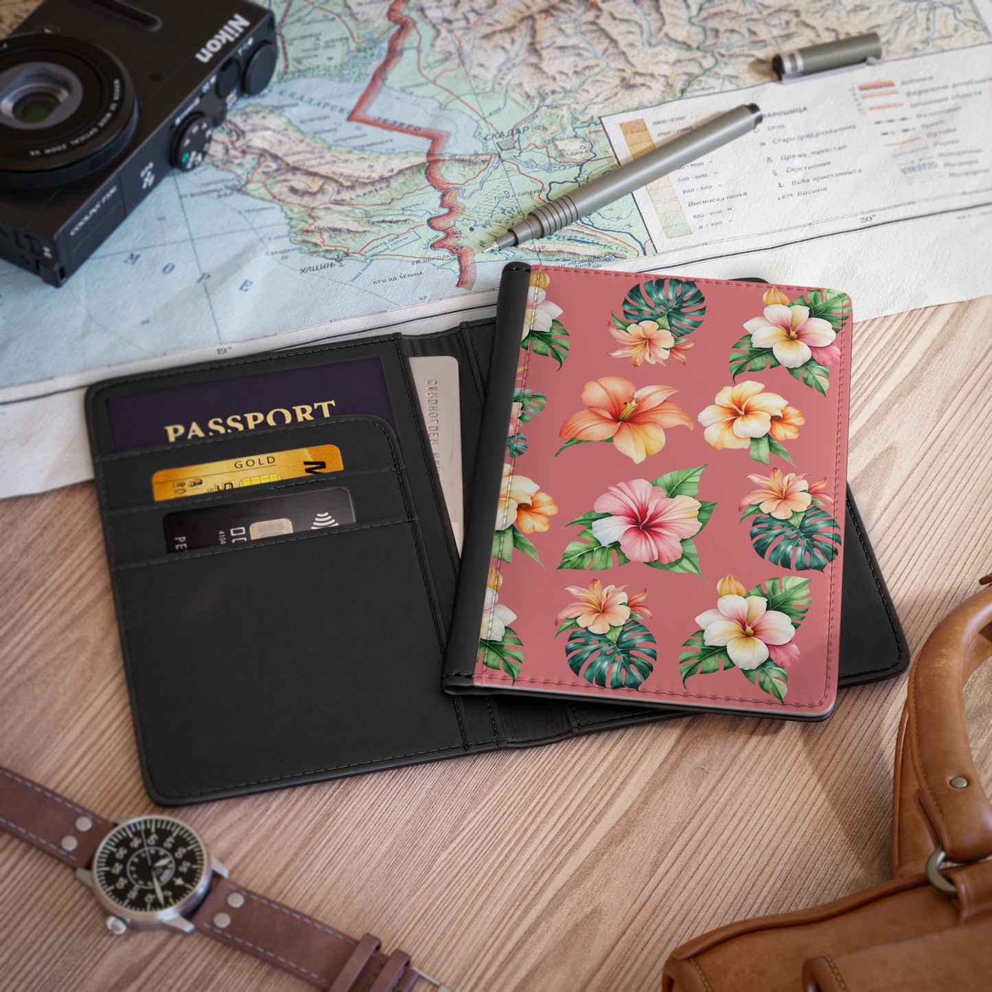 Tropical Hibiscus Passport Cover — Floral Travel Passport Holder