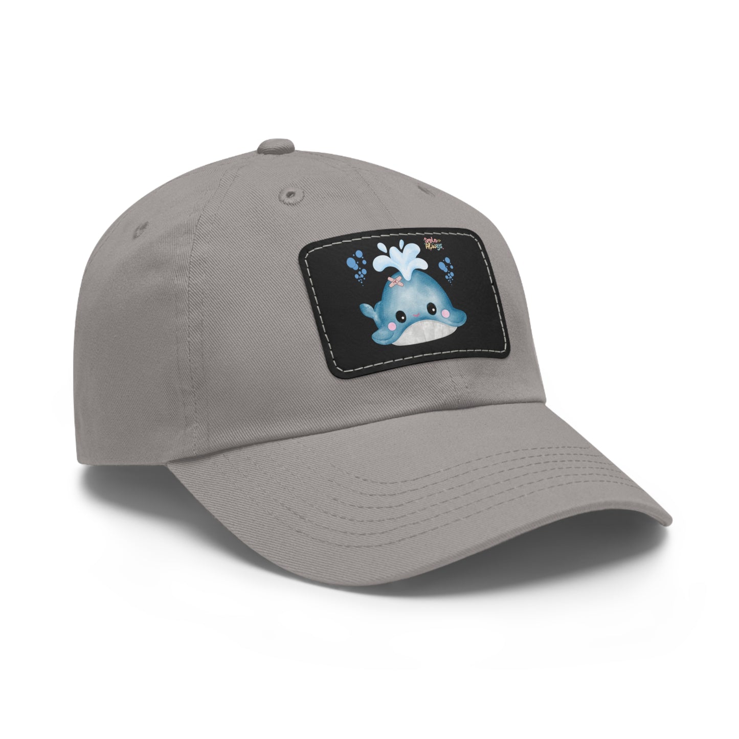 Whale with a bandage and bubble Dad Hat with Leather Patch (Rectangle)