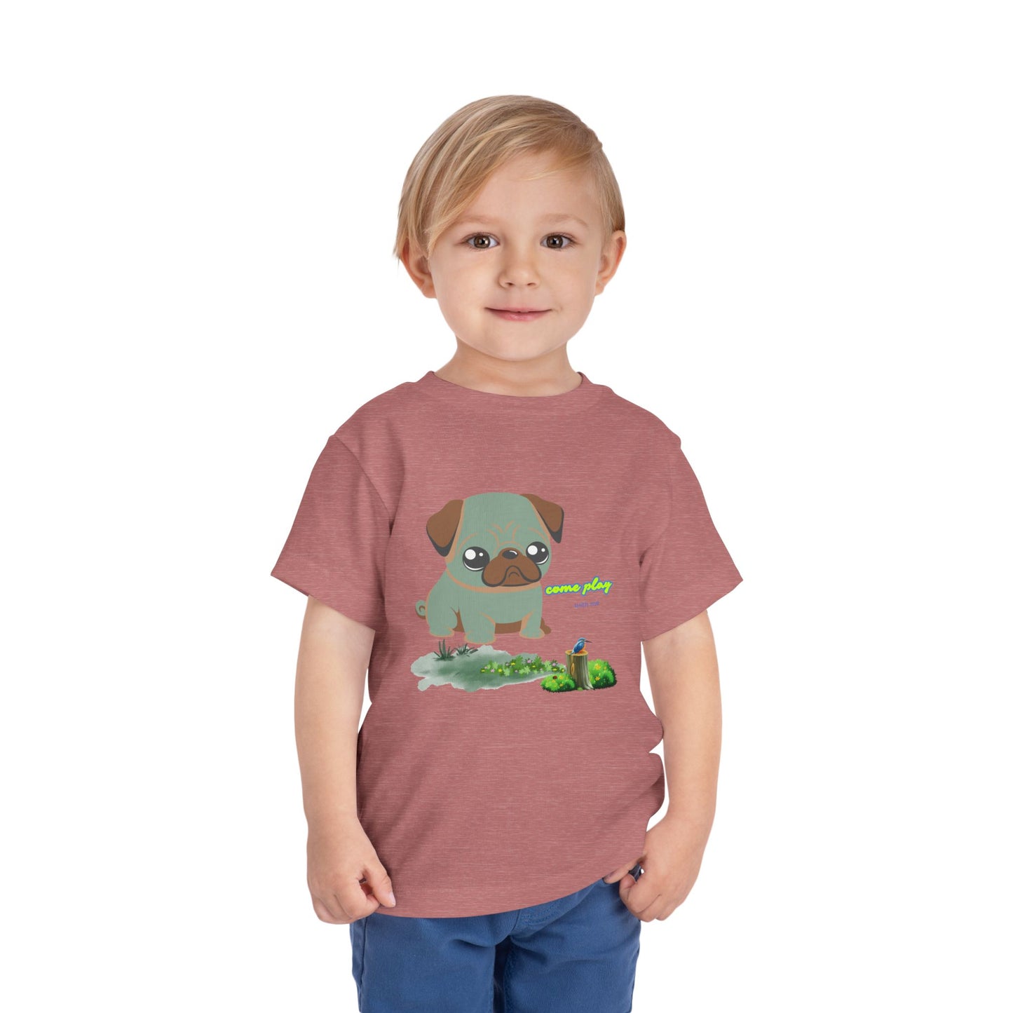 Cute Pug Toddler Tee, Adorable Dog Shirt, Kids Animal Tee, Gift for Dog Lovers, Cute Toddler Clothing, Playful Summer Outfit