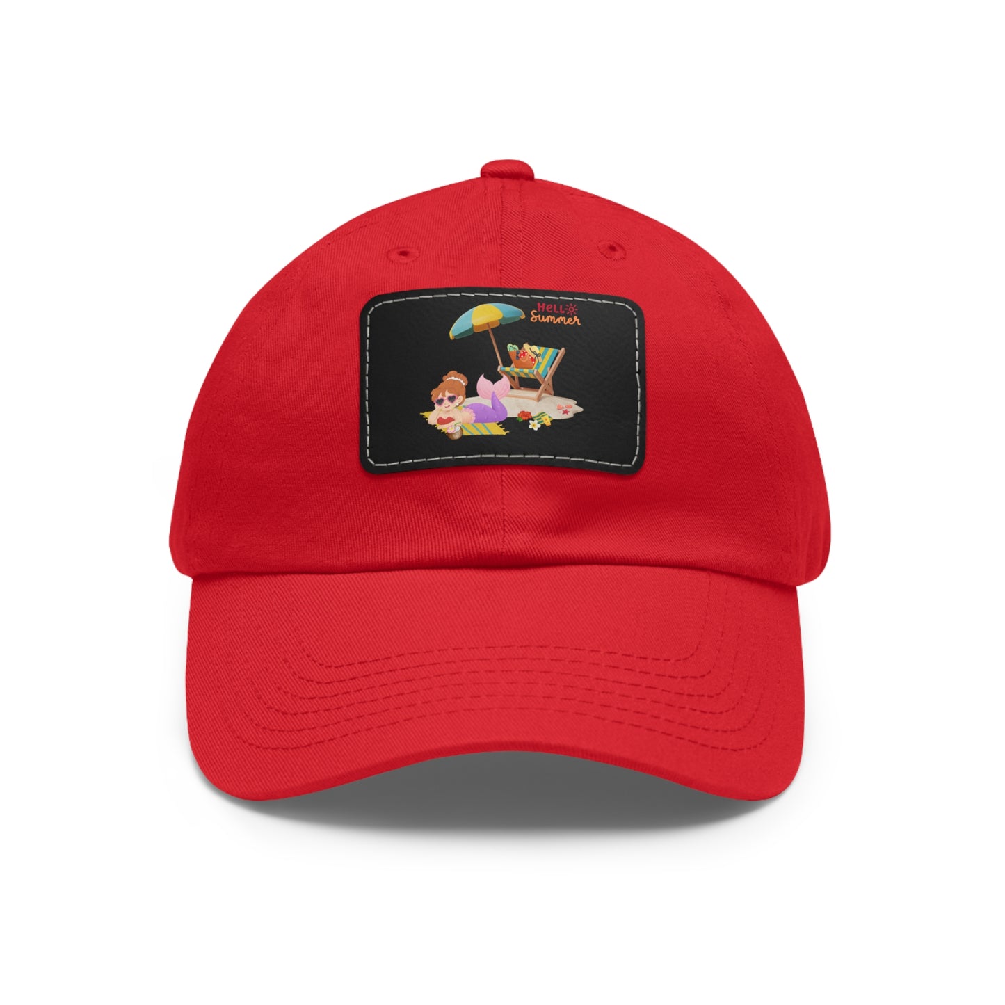 Mermaid lounging on a beach towel Dad Hat with Leather Patch (Rectangle)