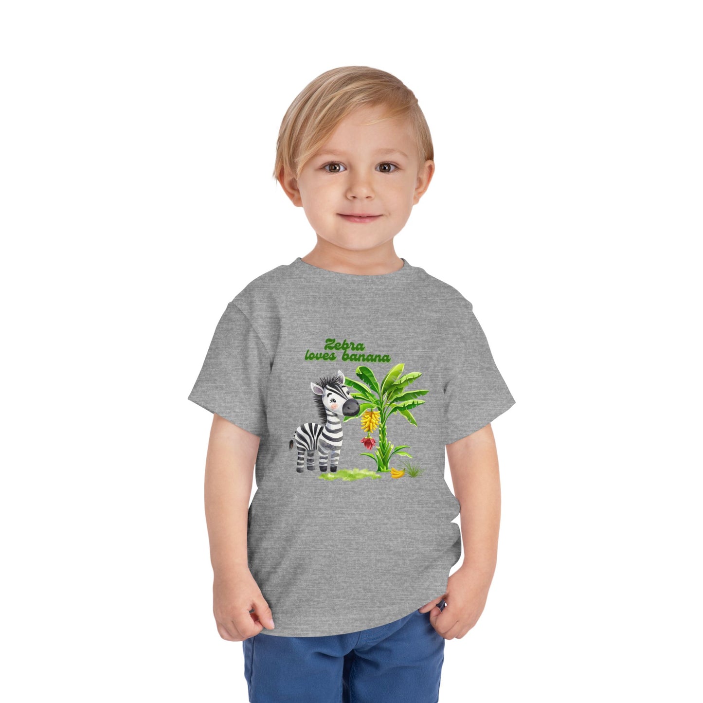Cute Zebra Loves Bananas Toddler Tee, Kids Animal Birthday Gift, Playful Summer Wear, Fun Graphic T-Shirt, Adorable Toddler Apparel