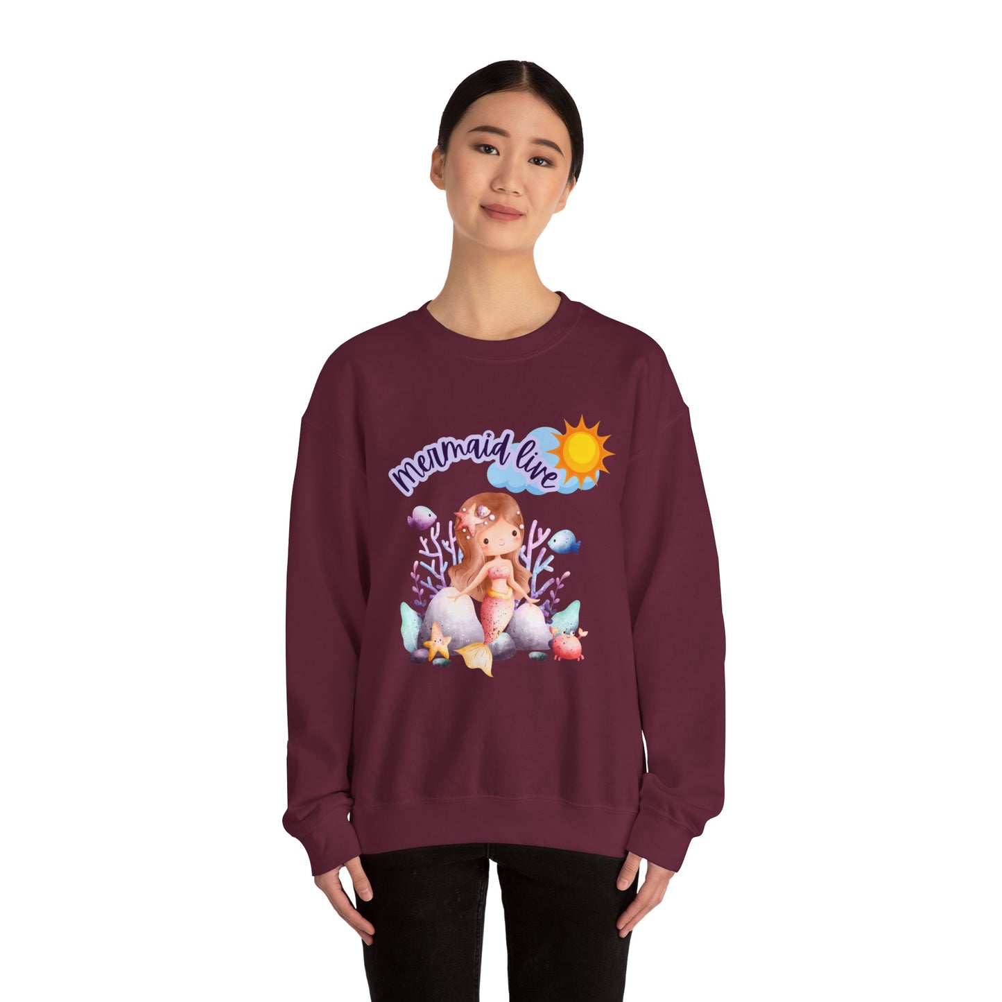 Mermaid Vibes Crewneck Sweatshirt | Cozy Gift for Sea Lovers, Beach Days, Casual Wear, Birthday, Summer