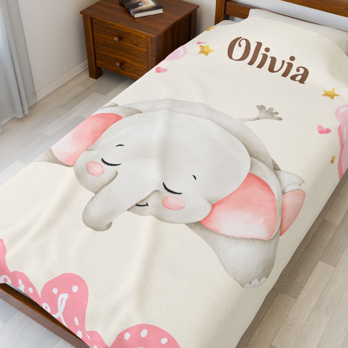 Personalized Baby Elephant Plush Blanket, Soft Nursery Throw, Gift for Newborn, Baby Shower, Child's Room Decor, Cozy Bedding