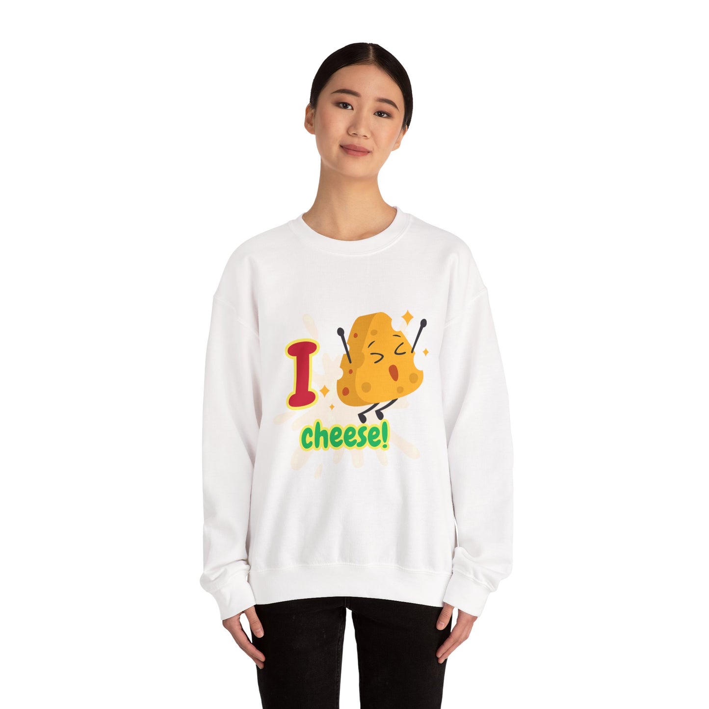 Cheesy Crewneck Sweatshirt, Funny Sweatshirt, Unisex Pullover, Comfort Clothing, Gift for Cheese Lovers, Halloween Apparel, Cozy Layer