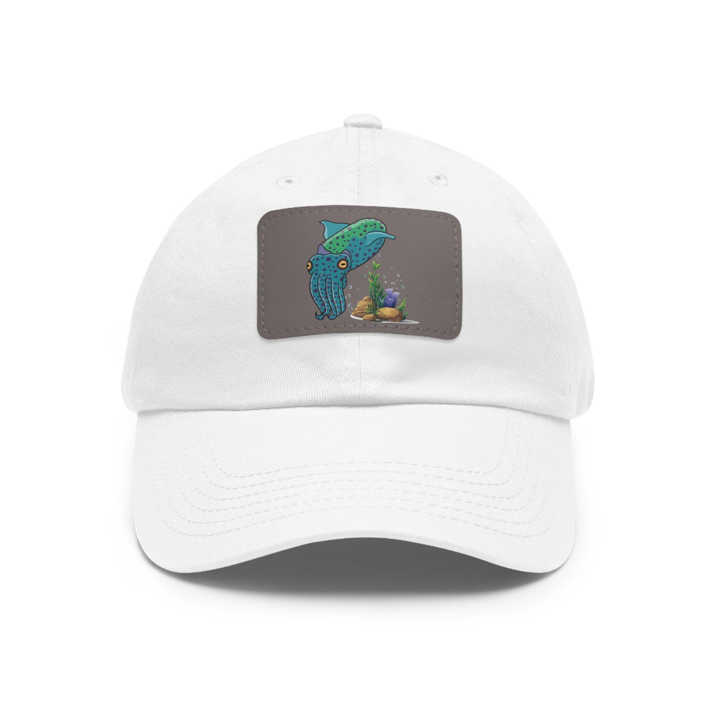 Cute with marine habitat coral and bubbles Dad Hat with Leather Patch (Rectangle)