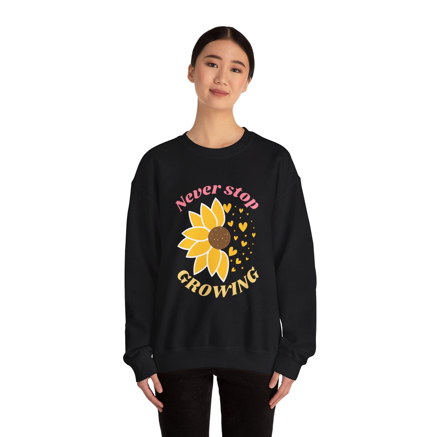Blooming Inspiration Crewneck Sweatshirt, Never Stop Growing Sweatshirt, Motivational Gift, Spring Fashion, Cozy Layering Piece