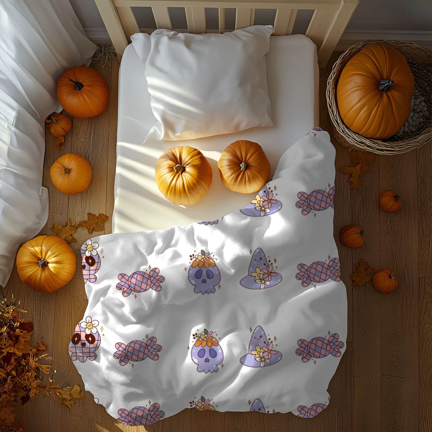 Cozy Velveteen Plush Blanket - Fun Skull & Floral Pattern, Unique Home Decor, Great Gift for Halloween, Birthdays, or Cozy Nights