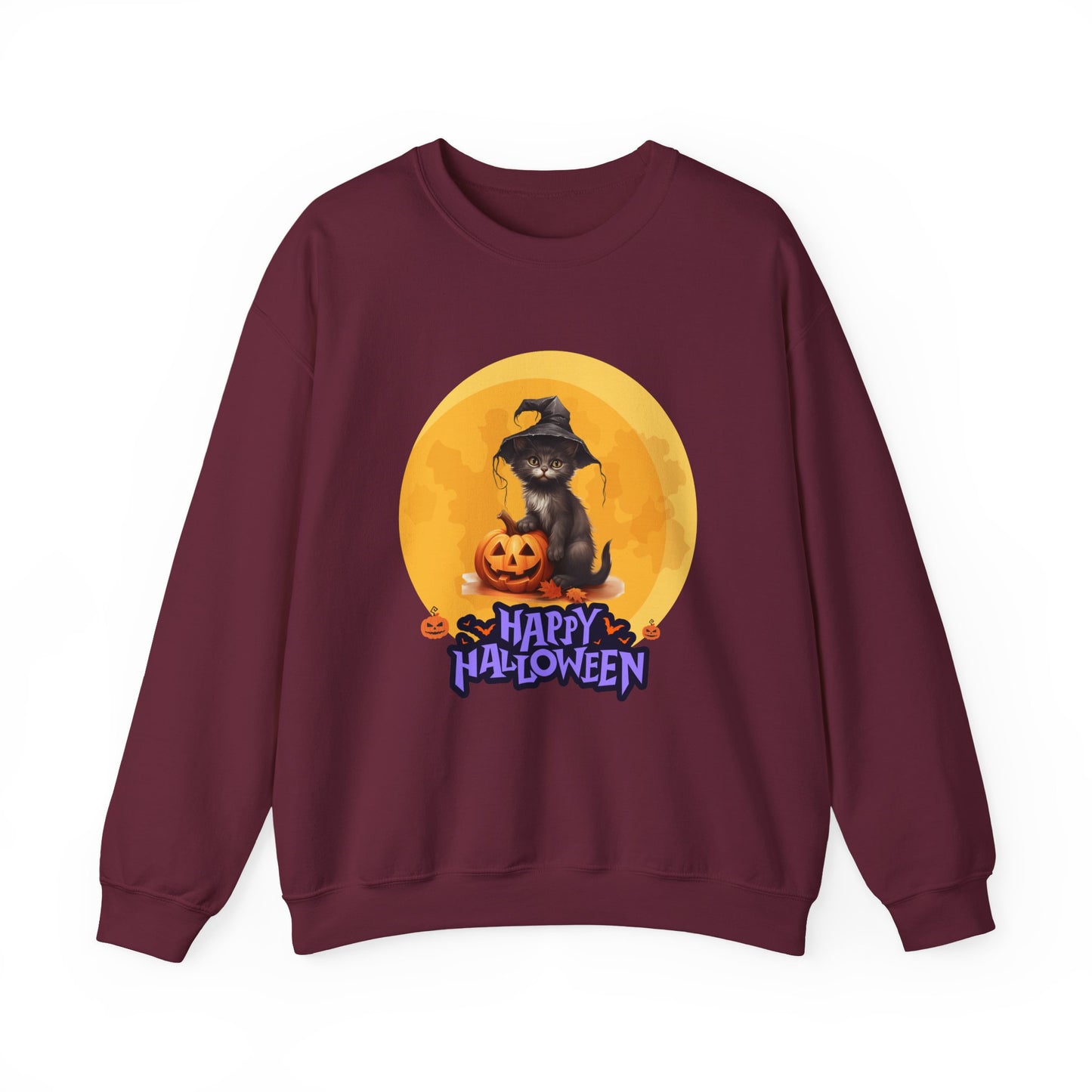 Halloween Cat Sweatshirt, Cozy Fall Sweater, Unisex Crewneck, Perfect for Halloween, Pet Lover Gift, Spooky Season Apparel