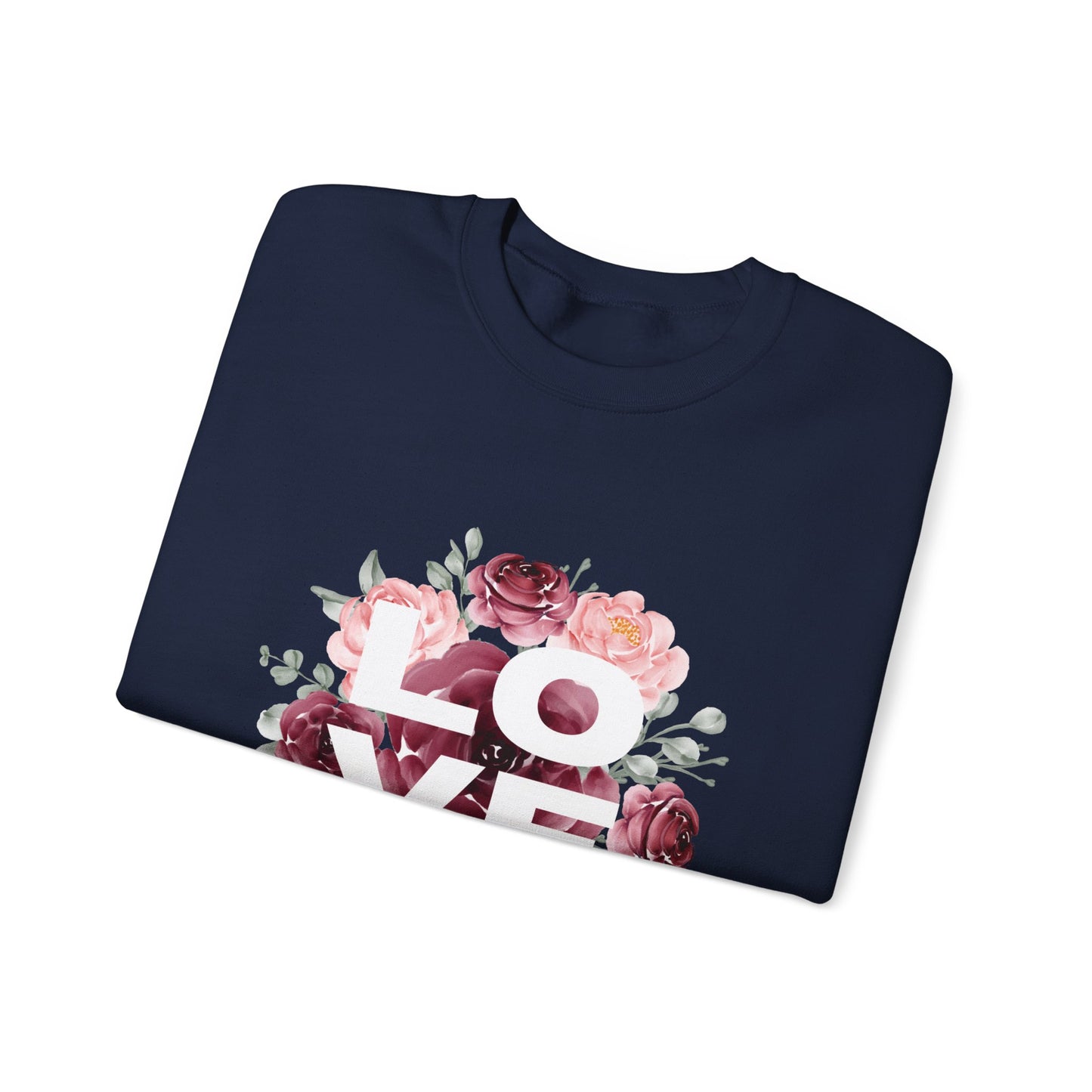 Floral Love Crewneck Sweatshirt | Cozy Unisex Sweatshirt for Valentine's Day, Romantic Gift, Casual Wear, Stylish Layering