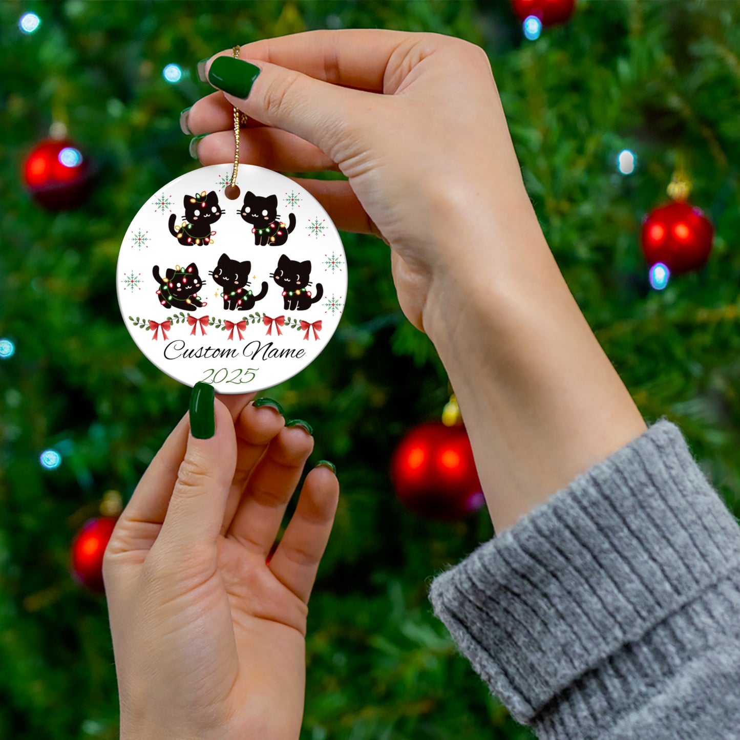Custom Cat Christmas Ornament | Personalized Holiday Decor, Kitty Gift for Pet Lovers, Unique Keepsake, Tree Decoration, 2025