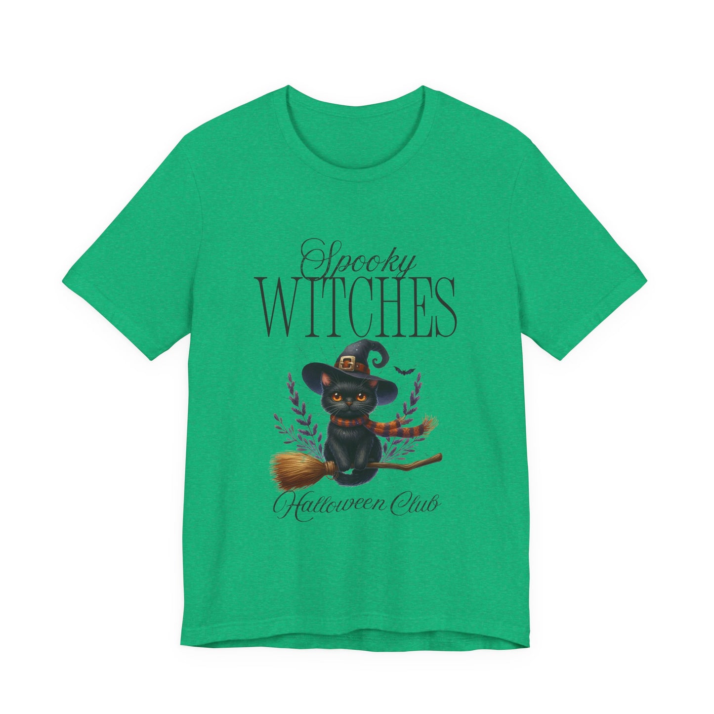 Spooky Witches Halloween Tee, Unisex Short Sleeve Shirt, Witch T-Shirt, Halloween Costume Top, Cat Lovers Gift, Fall Fashion