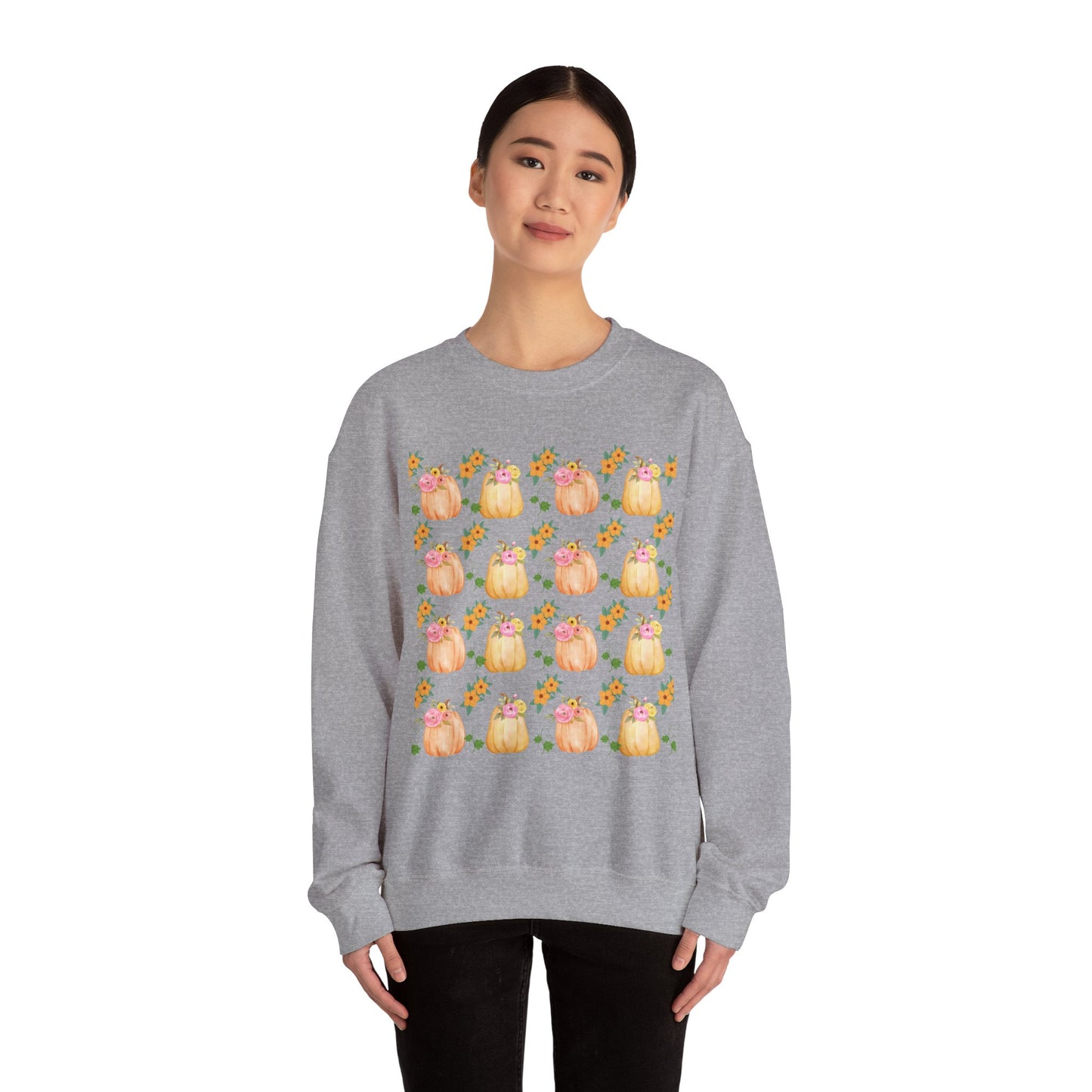 Fall-Inspired Pumpkin Crewneck Sweatshirt, Cozy Autumn Sweater, Perfect for Halloween, Thanksgiving, Gifts for Her, Pumpkin Love