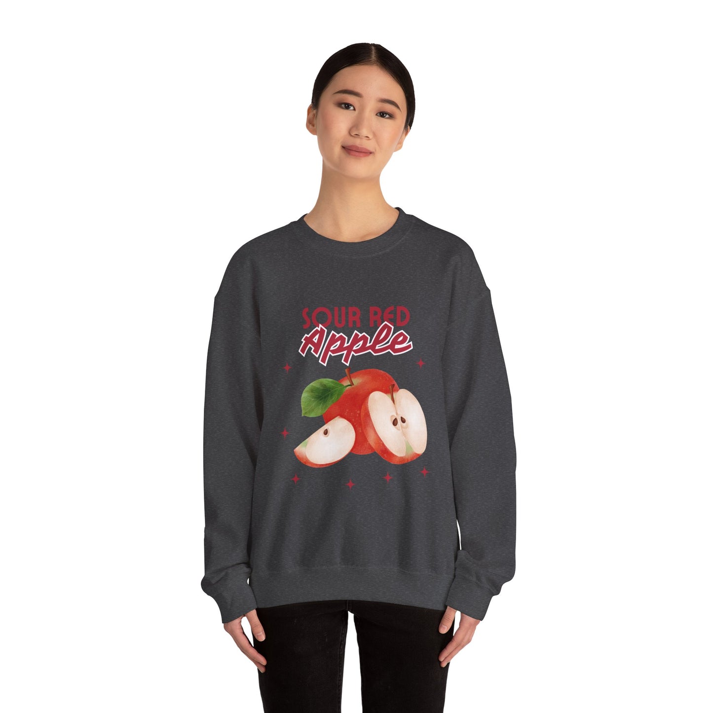 Sour Red Apple Sweatshirt, Cozy Crewneck, Unisex Apparel, Cute Fruit Design, Perfect Gift for Apple Lovers, Autumn Fashion