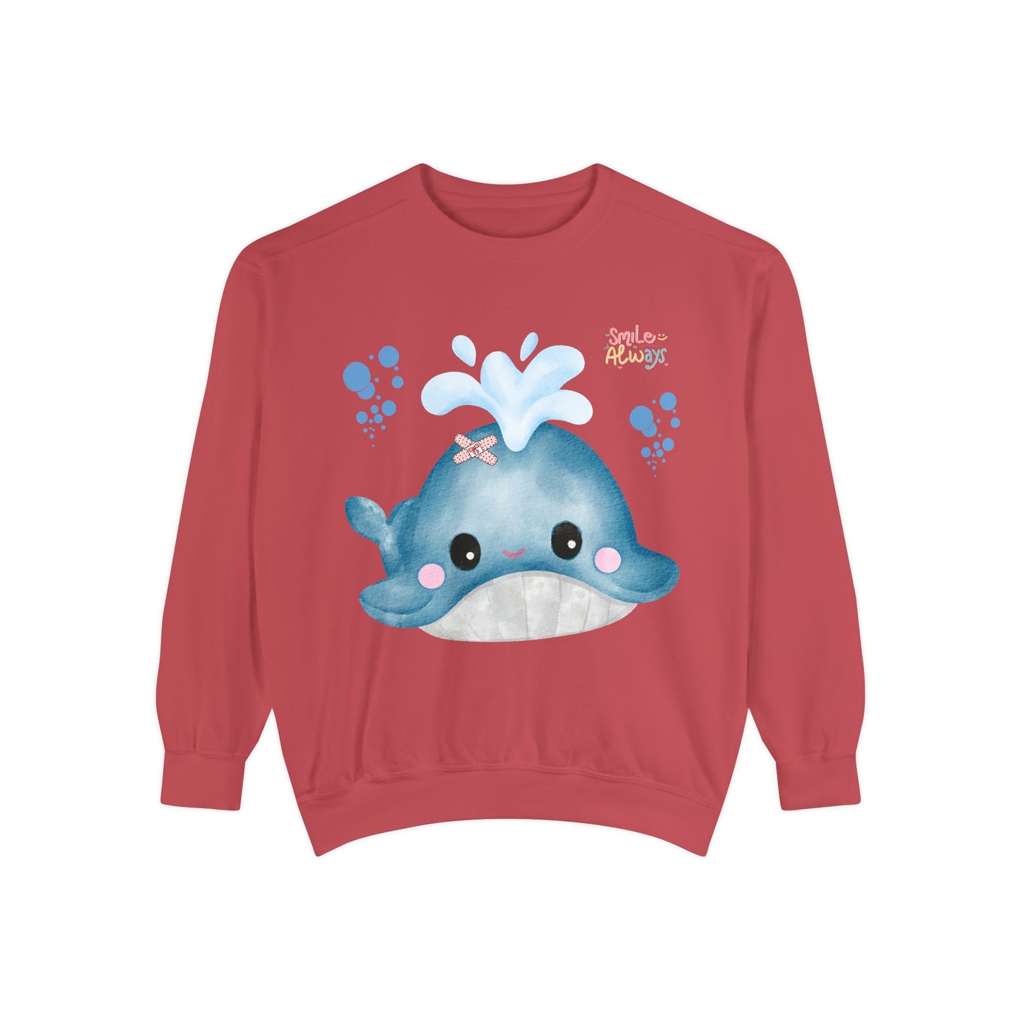 Whale with a bandage and bubble Unisex Garment-Dyed Sweatshirt