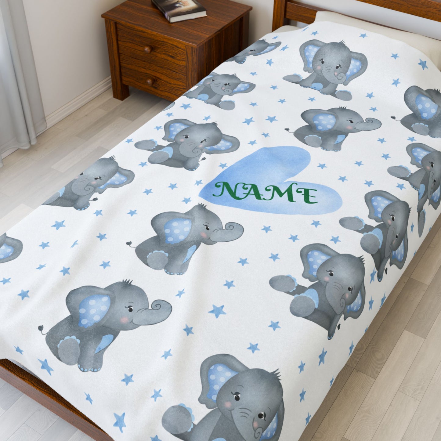 Personalized Elephant Plush Blanket for Babies, Cozy Nursery Décor, Baby Shower Gift, Soft Cotton Baby Blanket, Cute Animal Throw