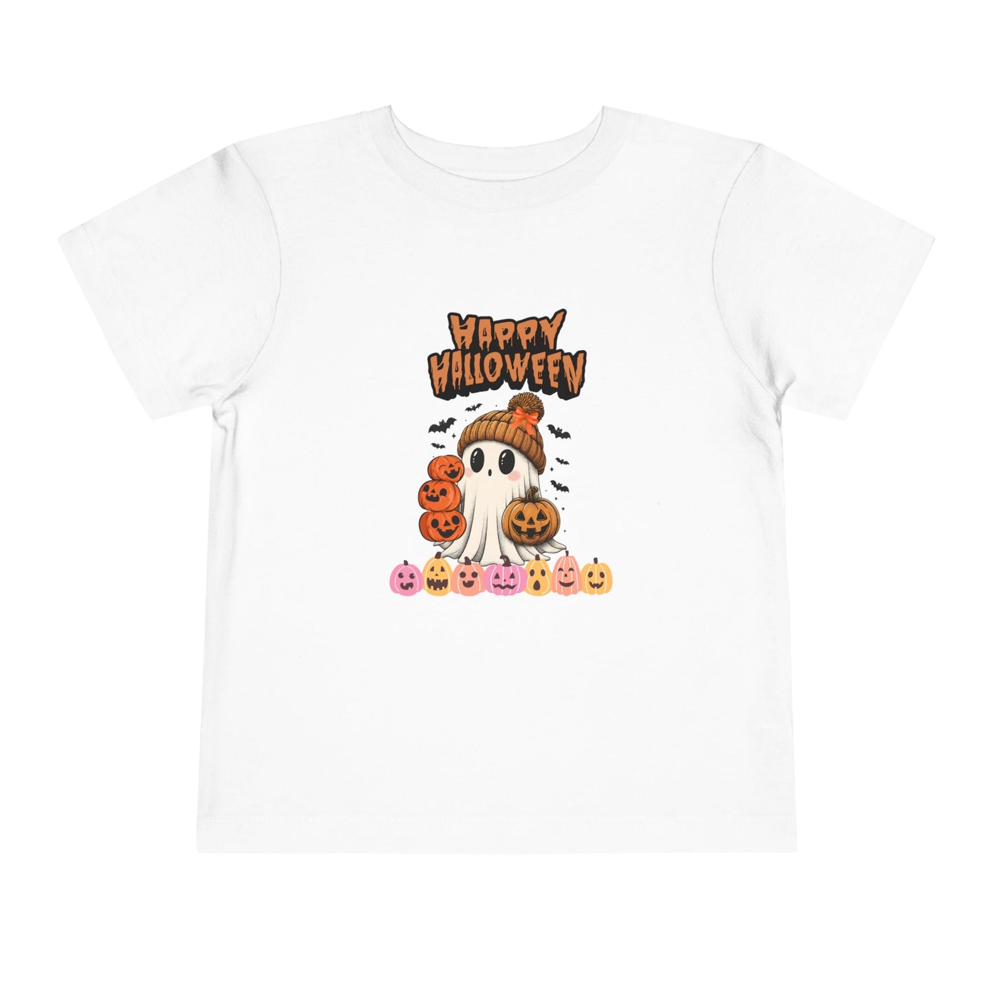 Happy Halloween Toddler Tee, Cute Halloween Shirt, Kids Party Outfit, Trick or Treat Apparel, Fun Ghost Design Toddler T-Shirt