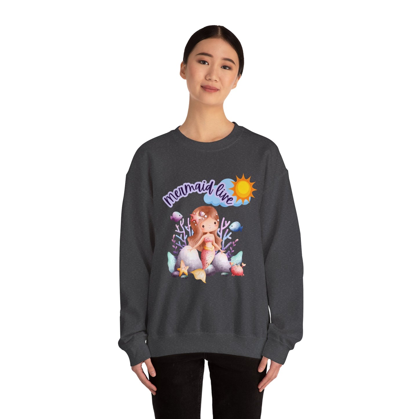 Mermaid Vibes Crewneck Sweatshirt | Cozy Gift for Sea Lovers, Beach Days, Casual Wear, Birthday, Summer