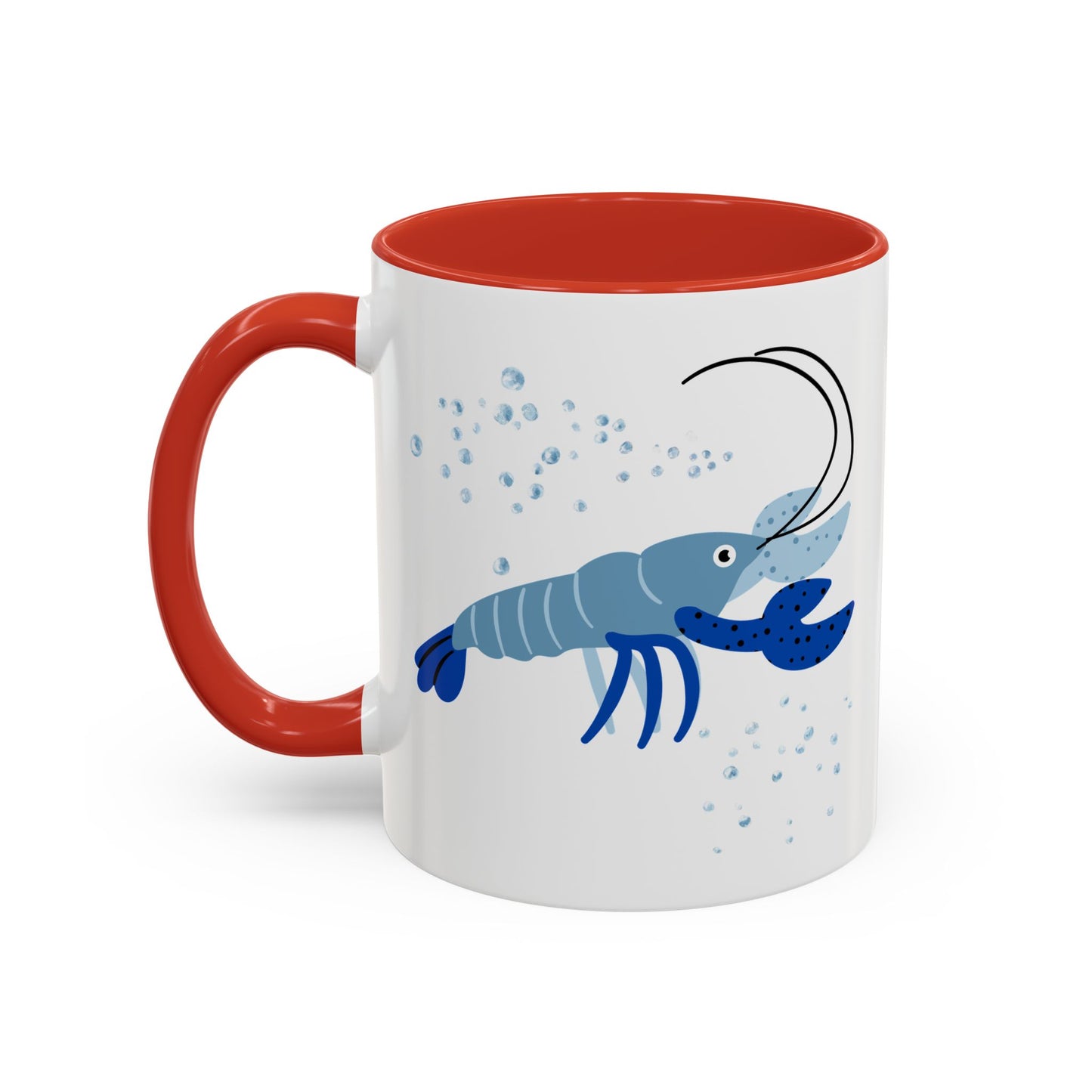 Blue shrimp with dark blue claws and bubbles Coffee Mug