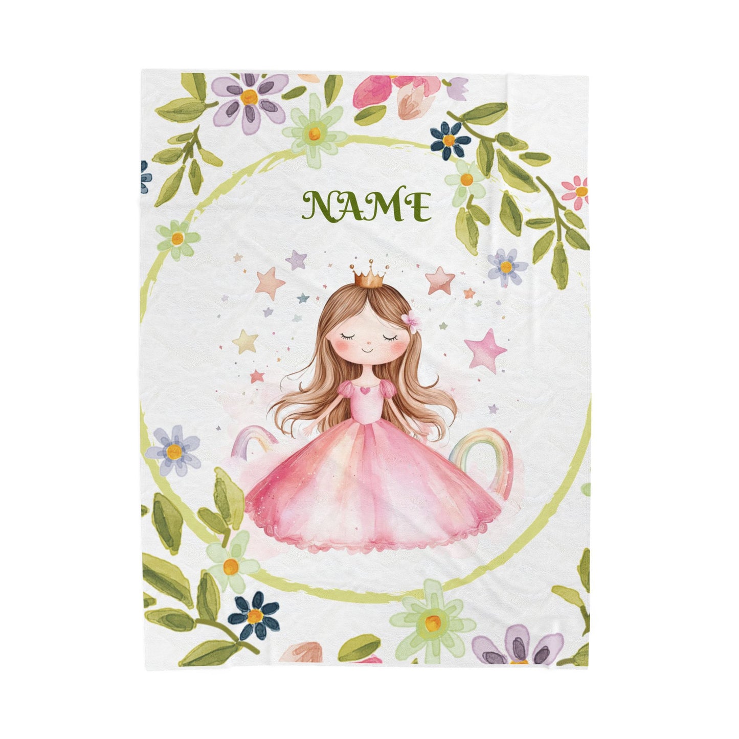 Personalized Princess Velveteen Plush Blanket, Cozy Gift for Kids, Nursery Decor, Birthday, Children's Gift, Custom Name Blanket