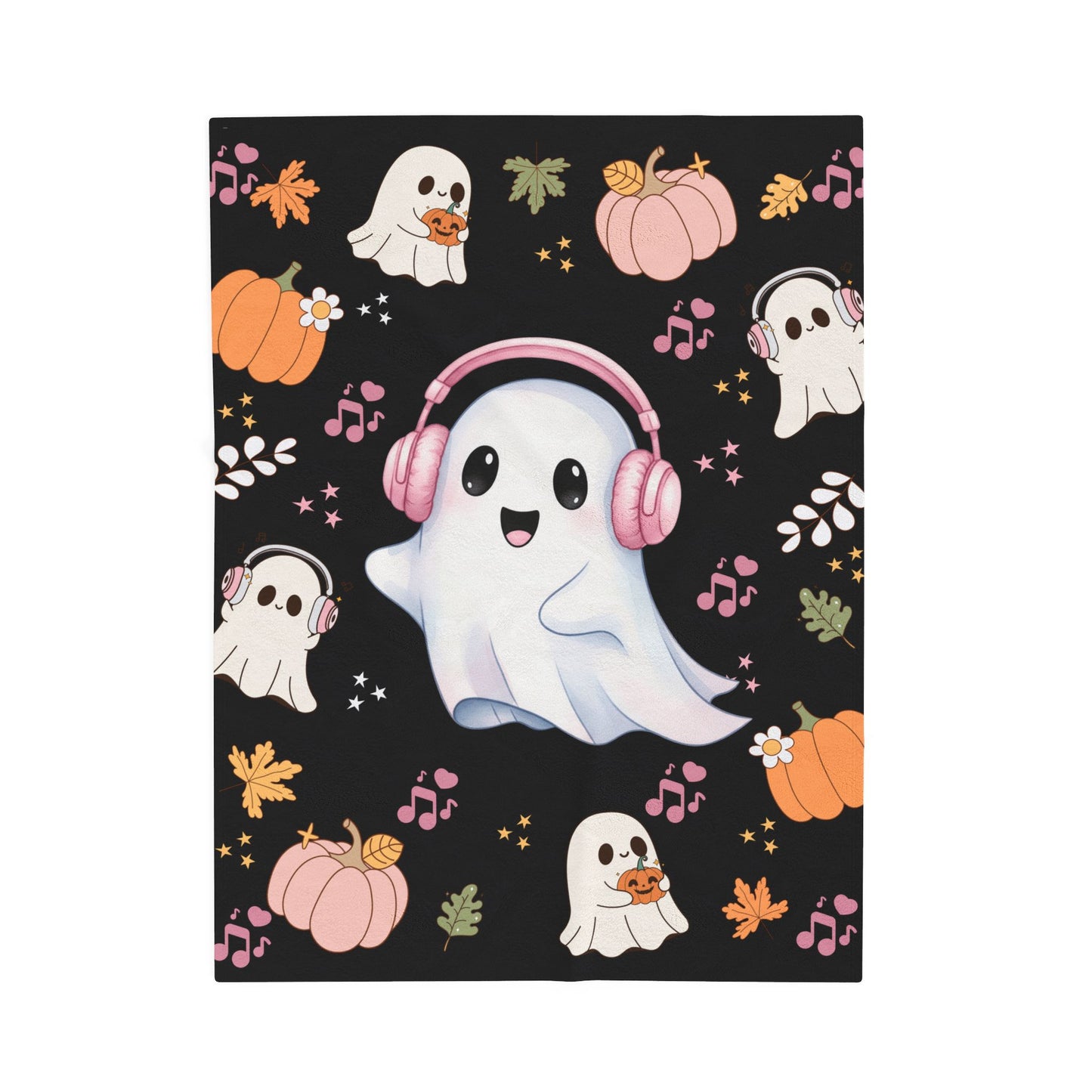 Cozy Halloween Ghost Blanket, Velveteen Plush Throw, Cute Fall Decor, Snuggle Blanket for Kids and Adults, Spooky Season Gift
