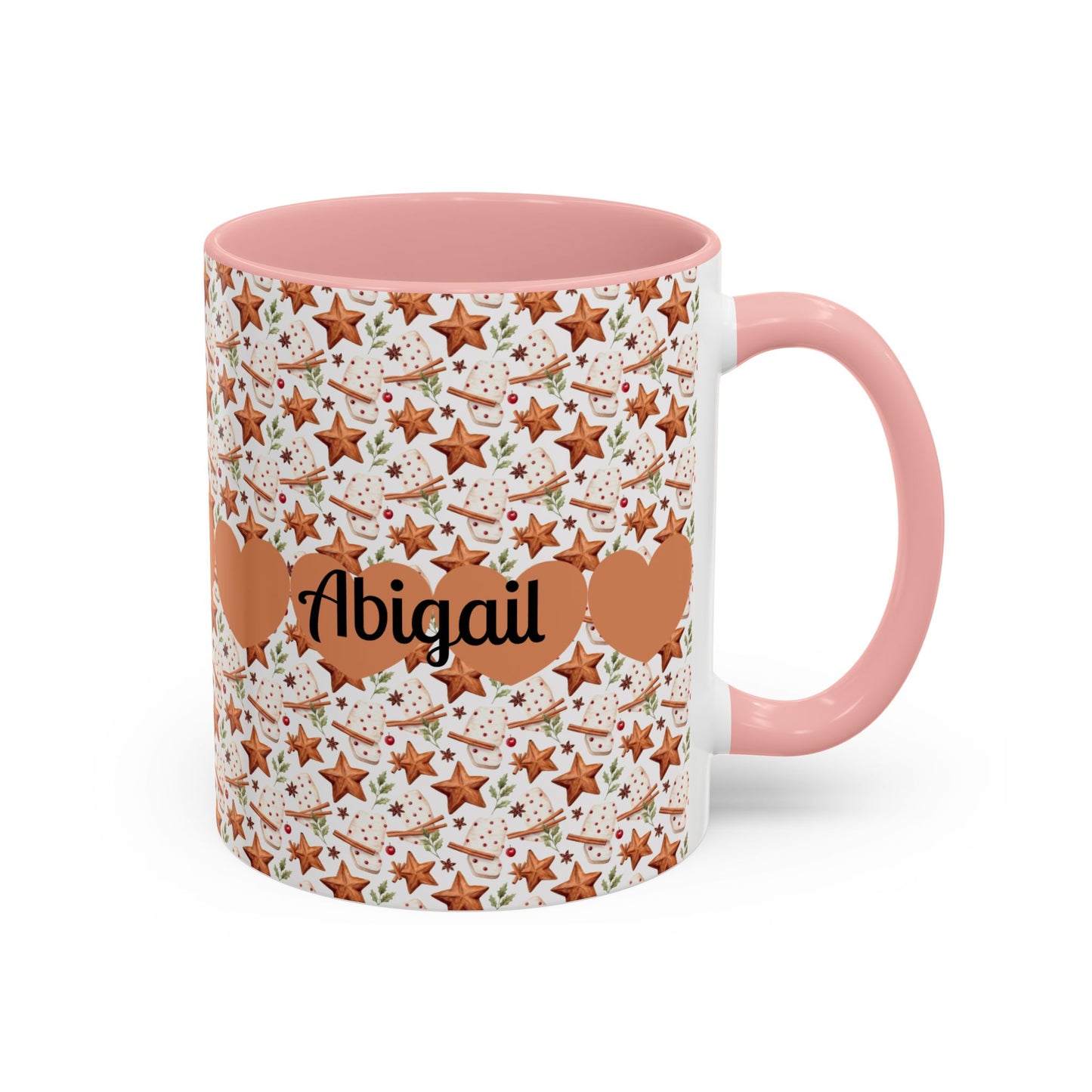Personalized Accent Coffee Mug - Custom Gift, Floral Design, Heart Motif, Perfect for Birthdays, Anniversaries, Holidays