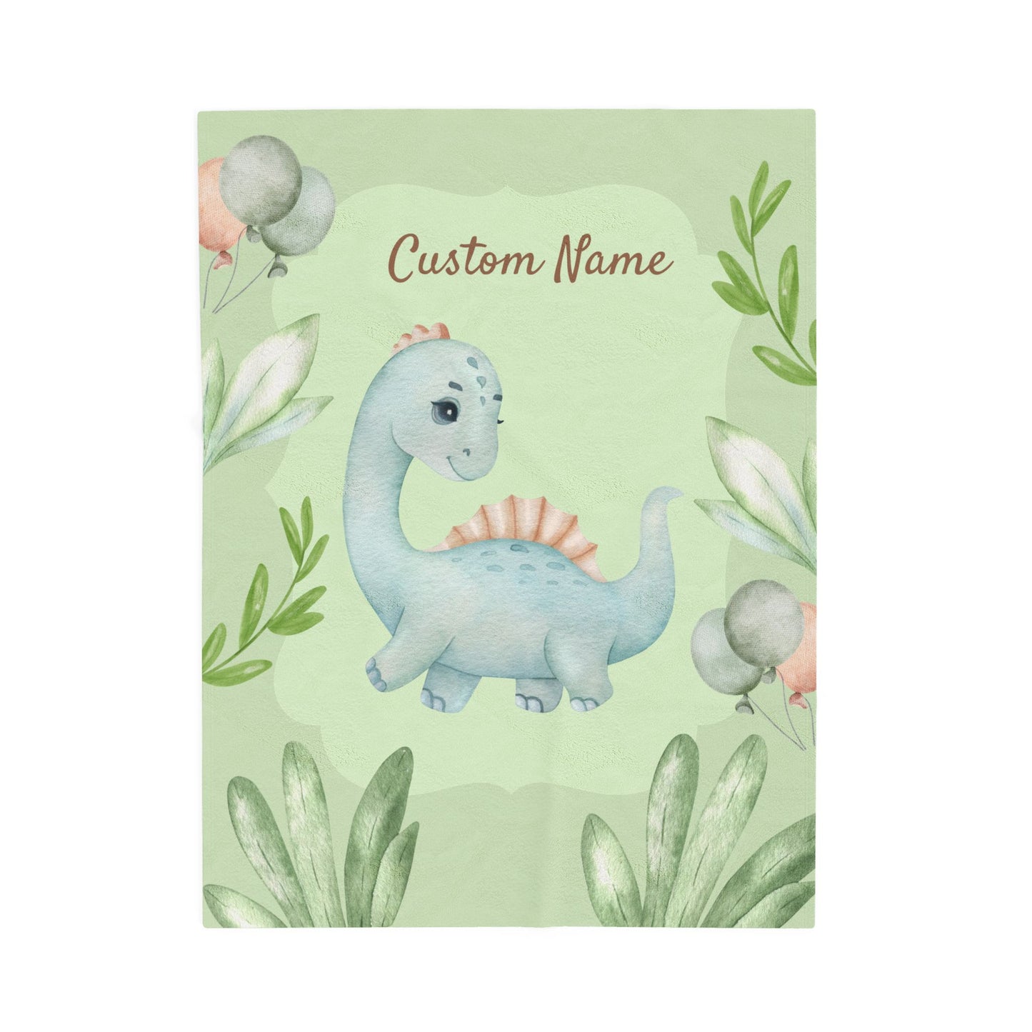 Personalized Dinosaur Velveteen Plush Blanket, Kids Room Decor, Baby Shower Gift, Custom Name Blanket, Soft Throw for Children