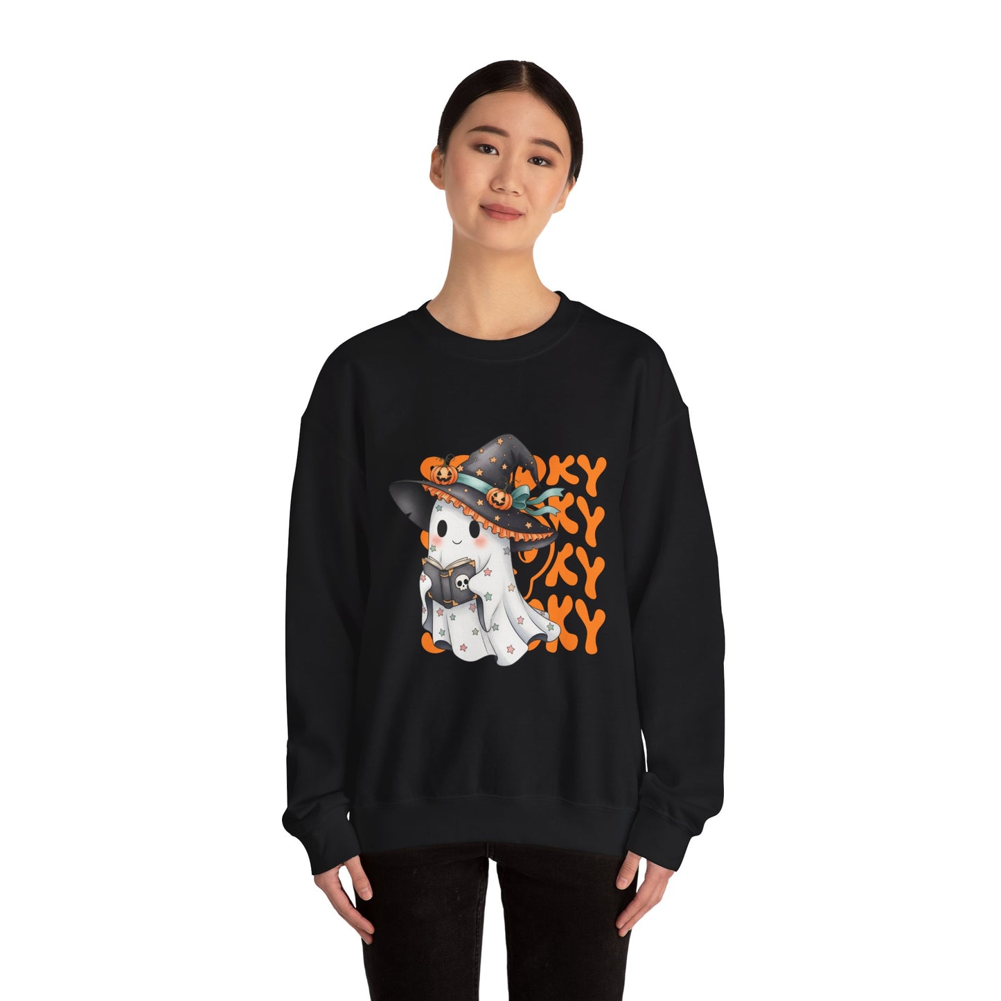 Halloween Ghost Sweatshirt, Cozy Sweatshirt, Fall Fashion, Unisex Crewneck, Spooky Season Apparel, Halloween Gift