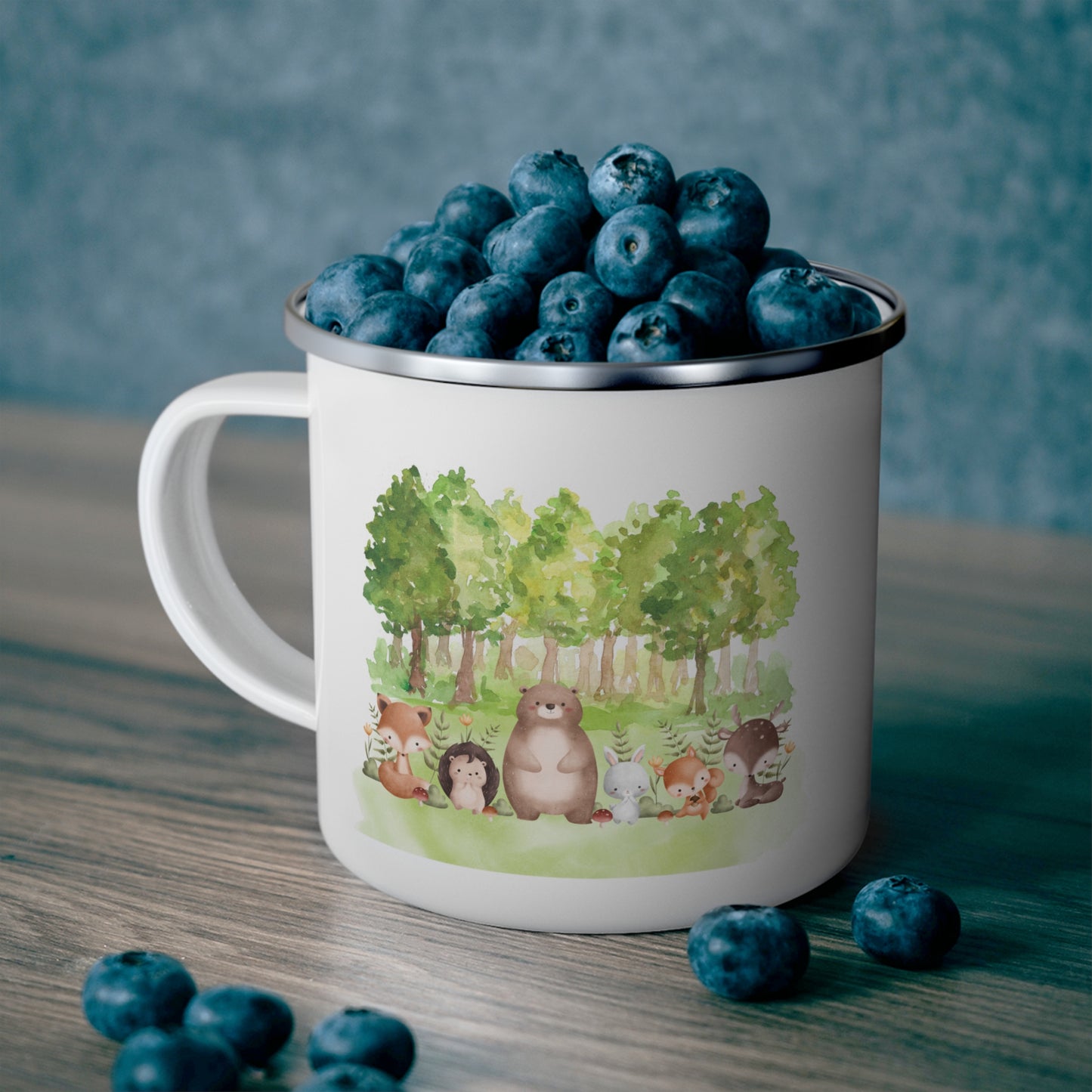 Whimsical Forest Animals Enamel Camping Mug