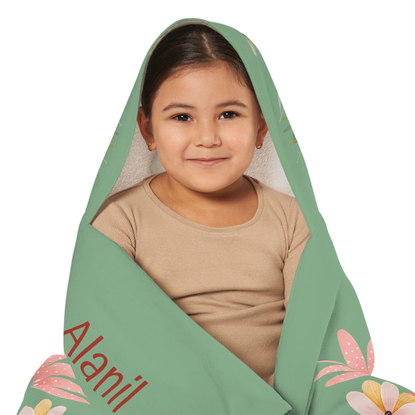 Personalized Kids Hooded Towel — Floral Bear Name Teepee Hood