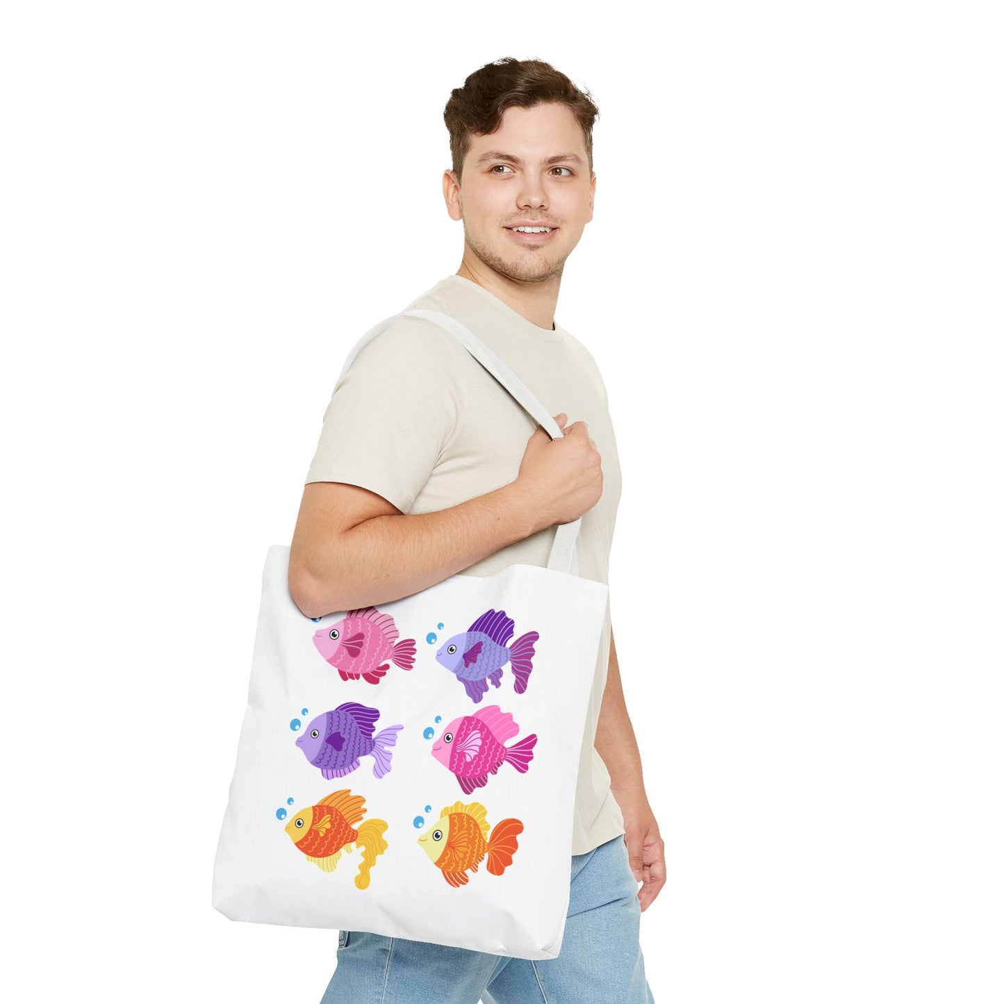 Six fish with cartoonish bubbles Tote Bag