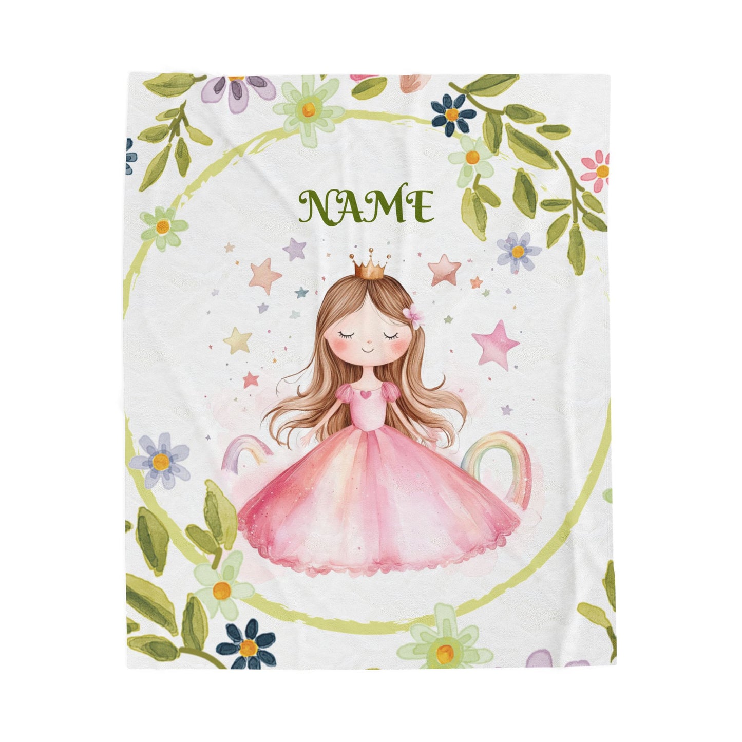 Personalized Princess Velveteen Plush Blanket, Cozy Gift for Kids, Nursery Decor, Birthday, Children's Gift, Custom Name Blanket