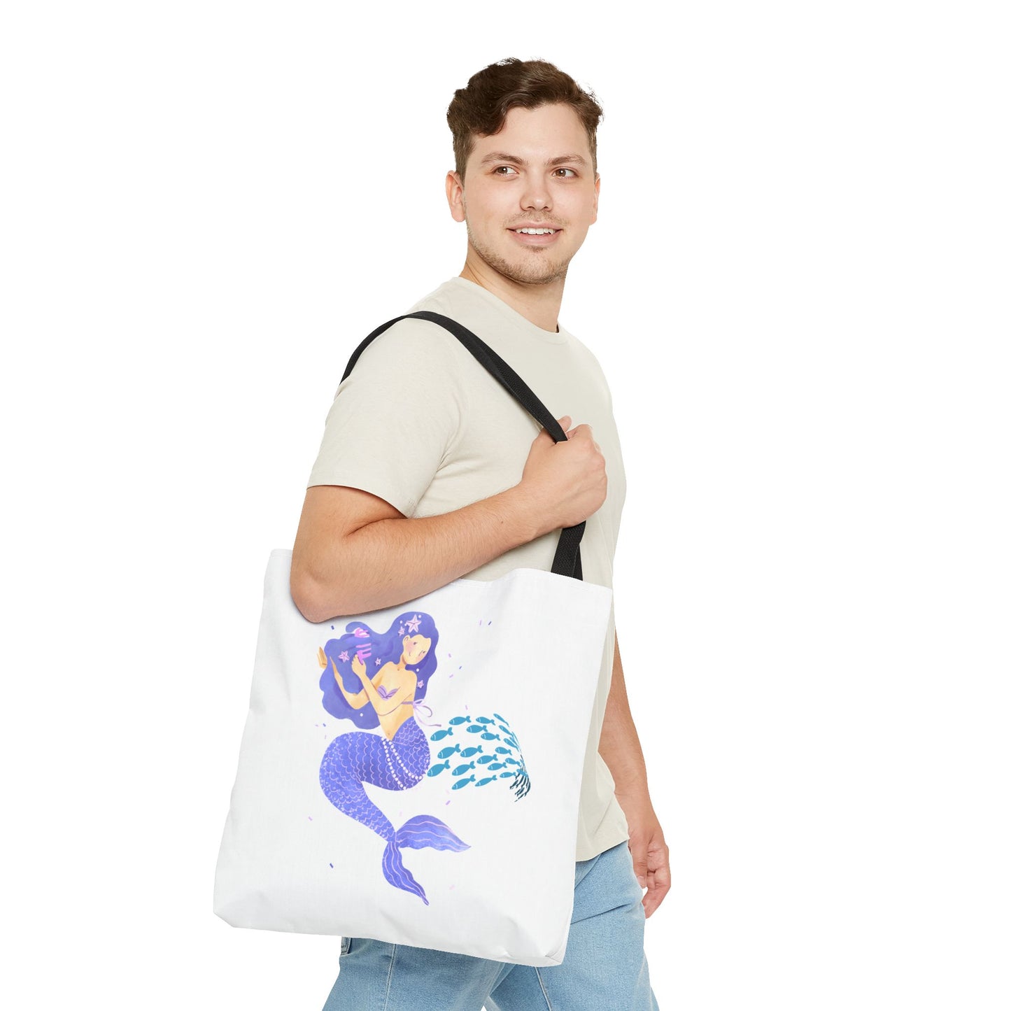 The mermaid and her school fish Tote Bag