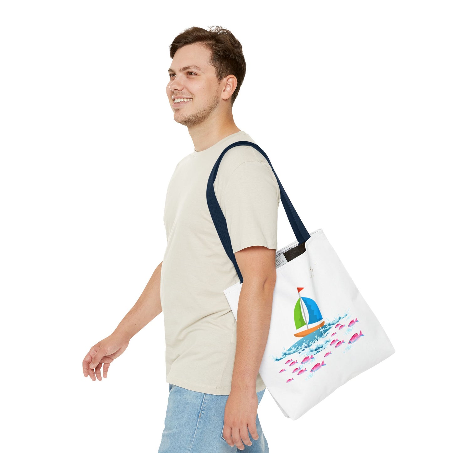 Sailboat and Red fish Tote Bag