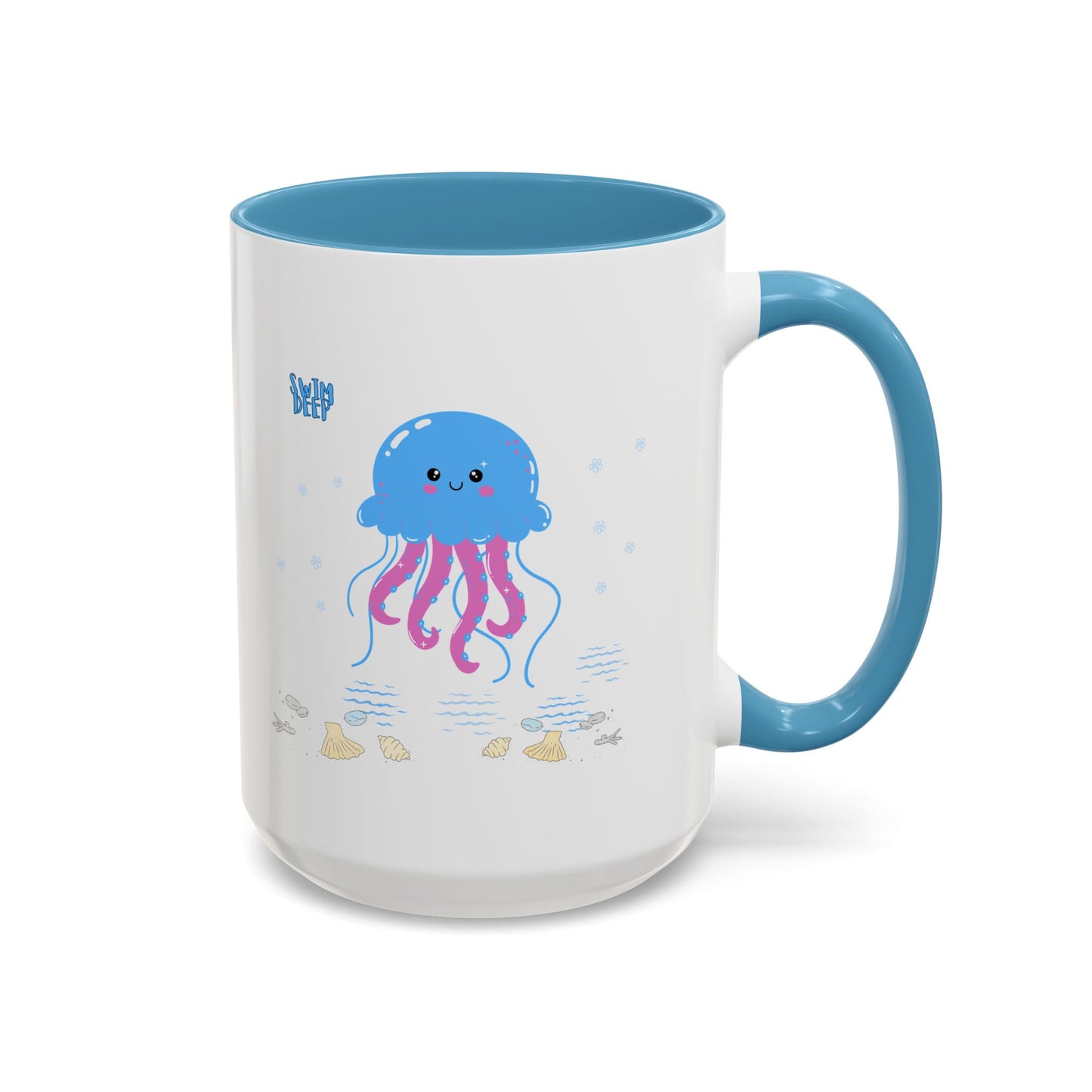 Blue jellyfish with pink tentacles Coffee Mug