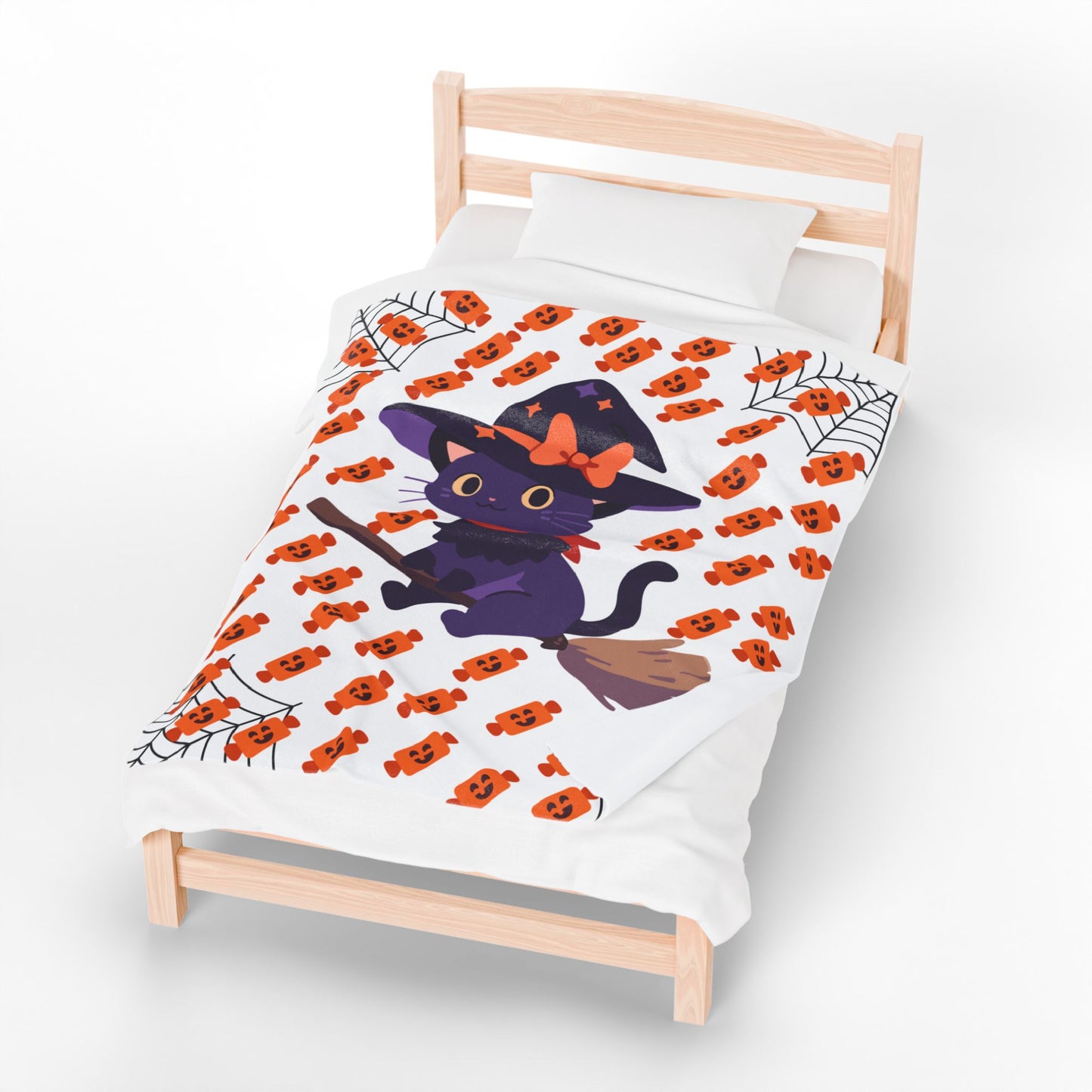 Whimsical Halloween Cat Blanket - Cozy Soft Plush Throw for Fall Decor, Gift for Cat Lovers, Spooky Season, Kids Room, Cozy Movie Nights