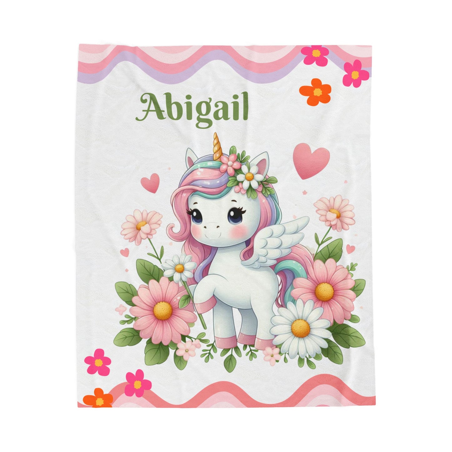 Personalized Unicorn Velveteen Plush Blanket, Cozy Kids Gift, Magical Nursery Decor, Cute Baby Blanket, Birthday and Holiday Present