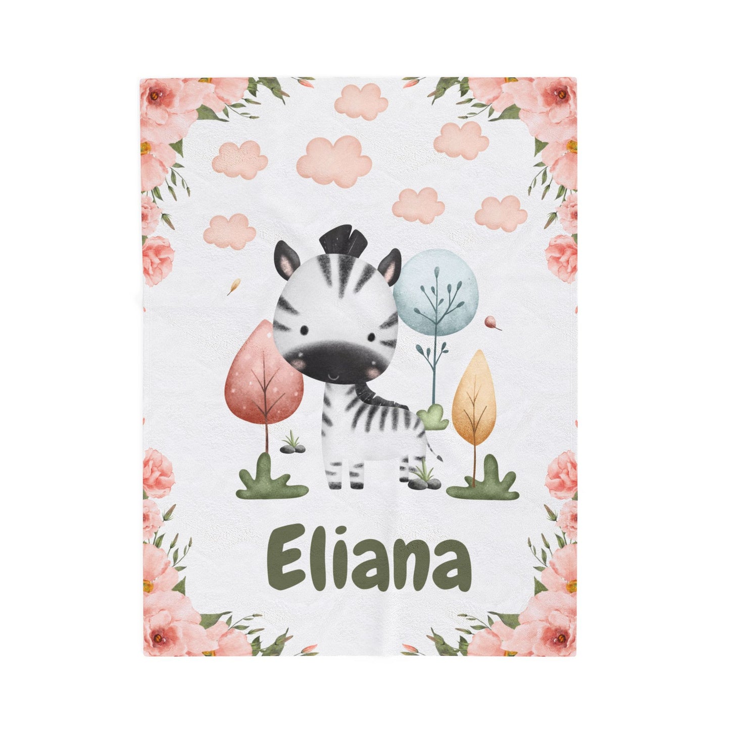 Personalized Zebra Plush Blanket for Babies, Nursery Decor, Baby Shower Gift, Soft Baby Blanket, Custom Name Blanket