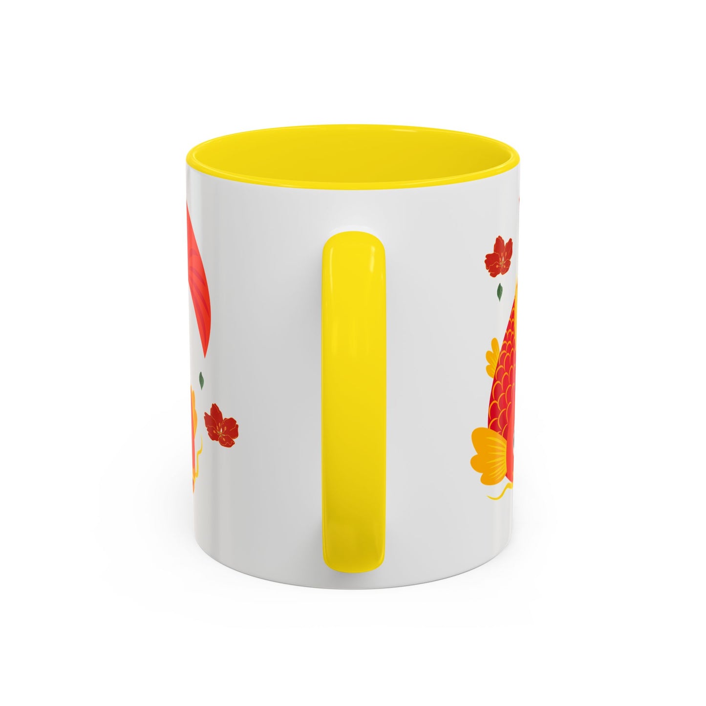 Goldfish with flowing fins and red blossoms Coffee Mug