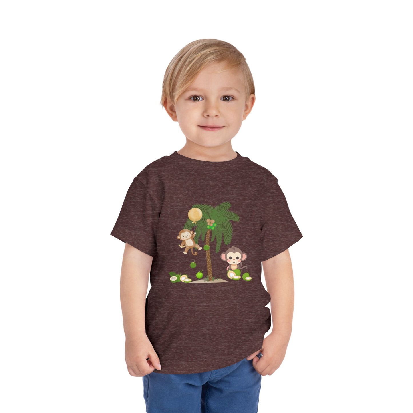 Cute Monkey Tropical Toddler Tee, Perfect for Summer Play, Birthday Gift, Beach Days, Jungle Themes, Toddler Clothing