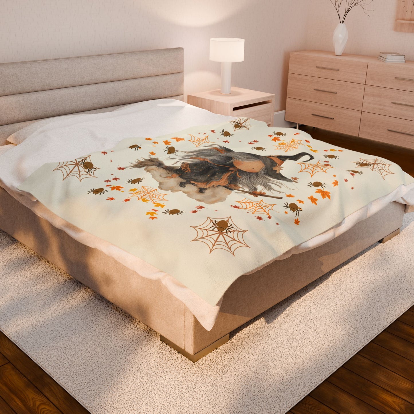 Cozy Witchy Velveteen Plush Blanket | Fall Decor, Halloween Gift, Soft Throw, Decorative Blanket, Warm Blanket