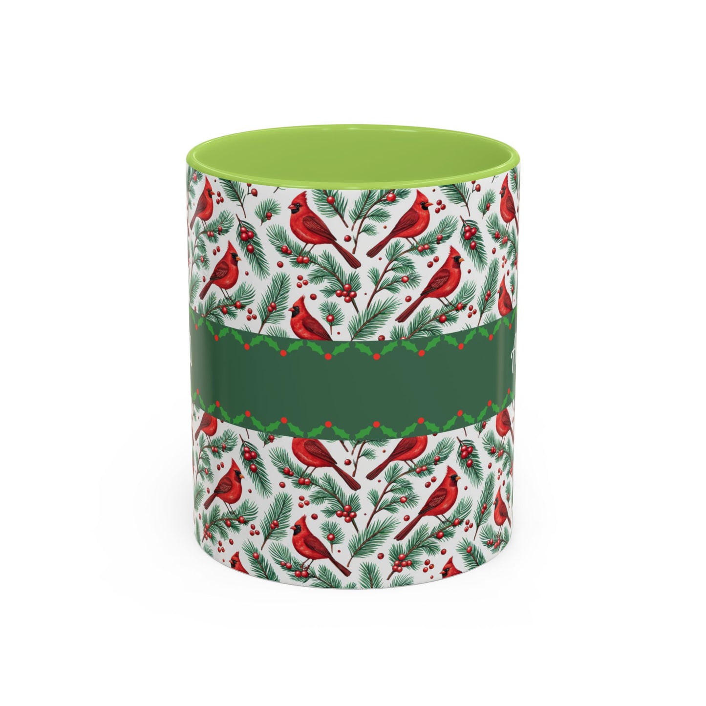 Personalized Holiday Coffee Mug, Festive Cardinal Mug, Custom Name Mug, Christmas Gift, Winter Decor, Drinkware