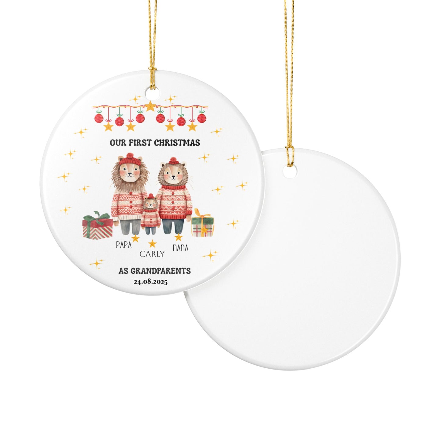 Personalized Family Christmas Ornament, Custom Keepsake Gift, Holiday Decoration, Grandparents Gift, First Christmas as Grandparents