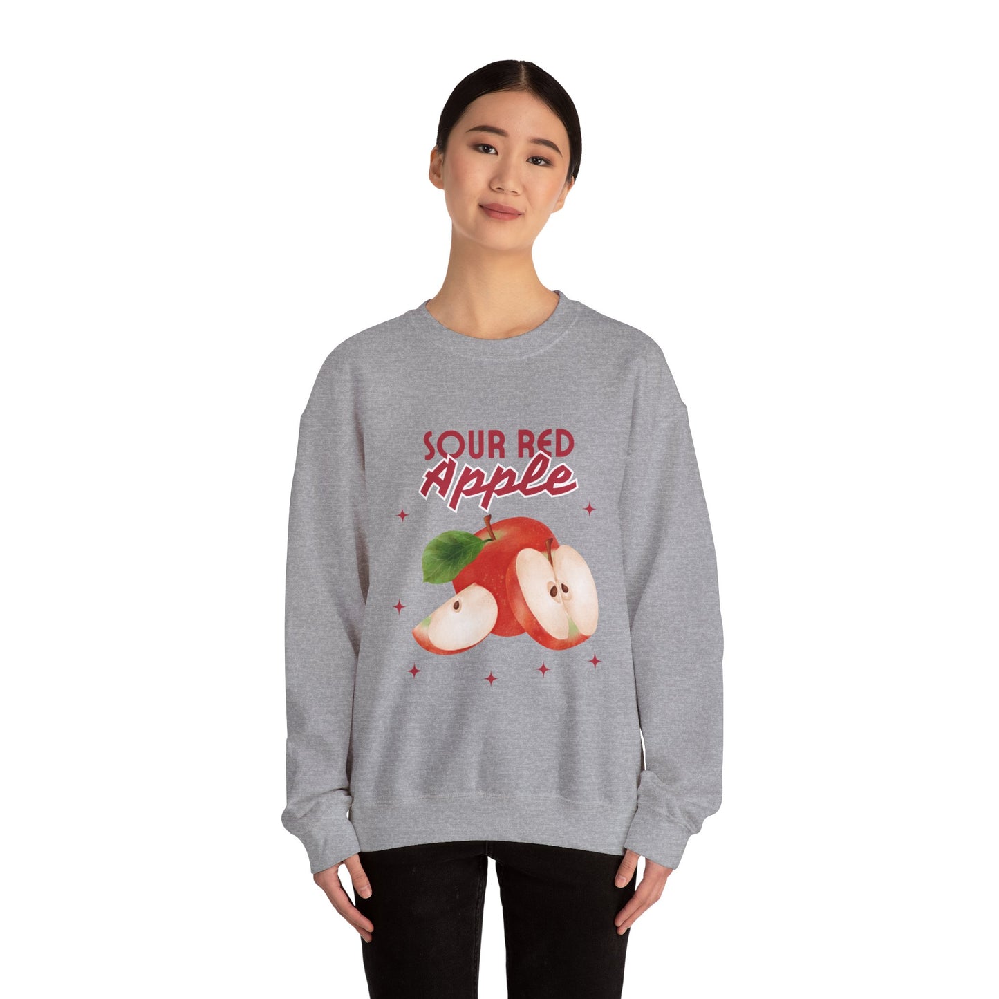 Sour Red Apple Sweatshirt, Cozy Crewneck, Unisex Apparel, Cute Fruit Design, Perfect Gift for Apple Lovers, Autumn Fashion