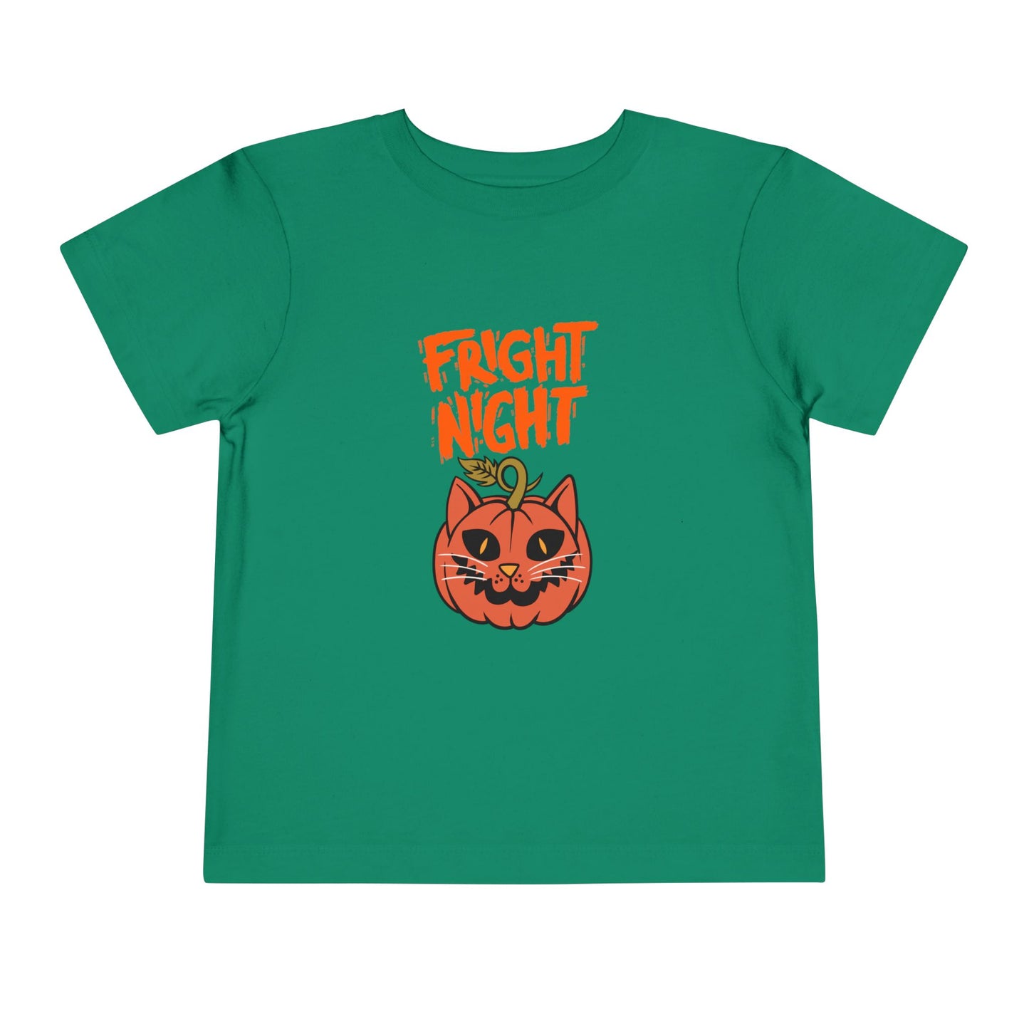 Cute Halloween Toddler Tee, 'Fright Night' Shirt, Kids Halloween Costume Top, Pumpkin Cat Graphic Tee, Spooky Toddler Outfit